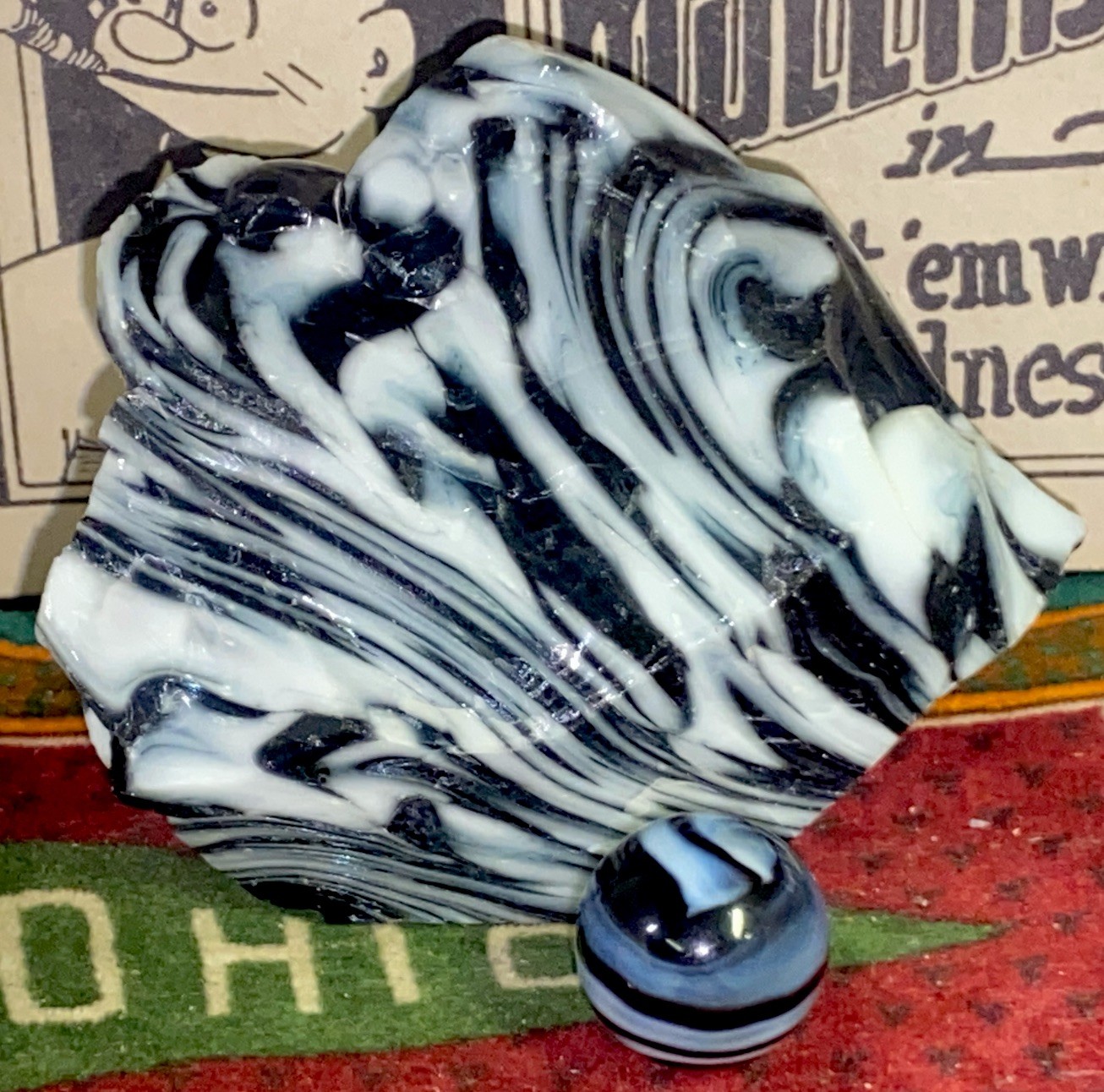 😎Akro“Prize”Double Corkscrew Marble W/Transparent Base-Mint.64 Top Notch 🤯
