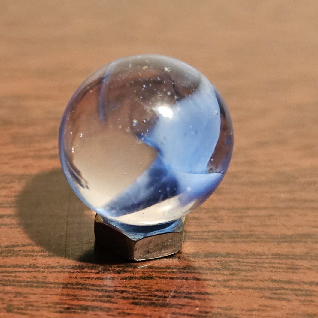 Vintage CE Bogard 4-Lobe Collapsed Floppy Hybrid Blue Clear O.593″ Marble