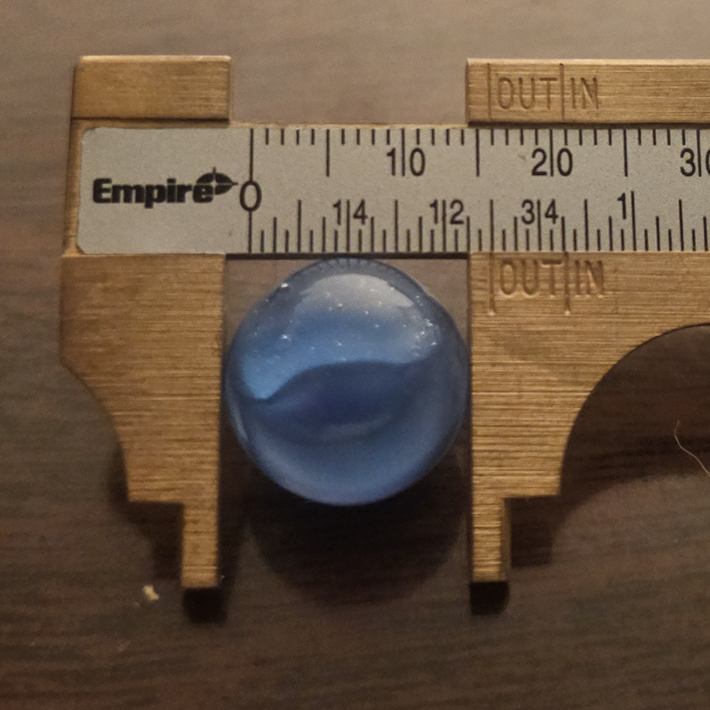 C E Bogard Blue 4-Lobe Floppy Cats Eye Clear Glass .625 Marble