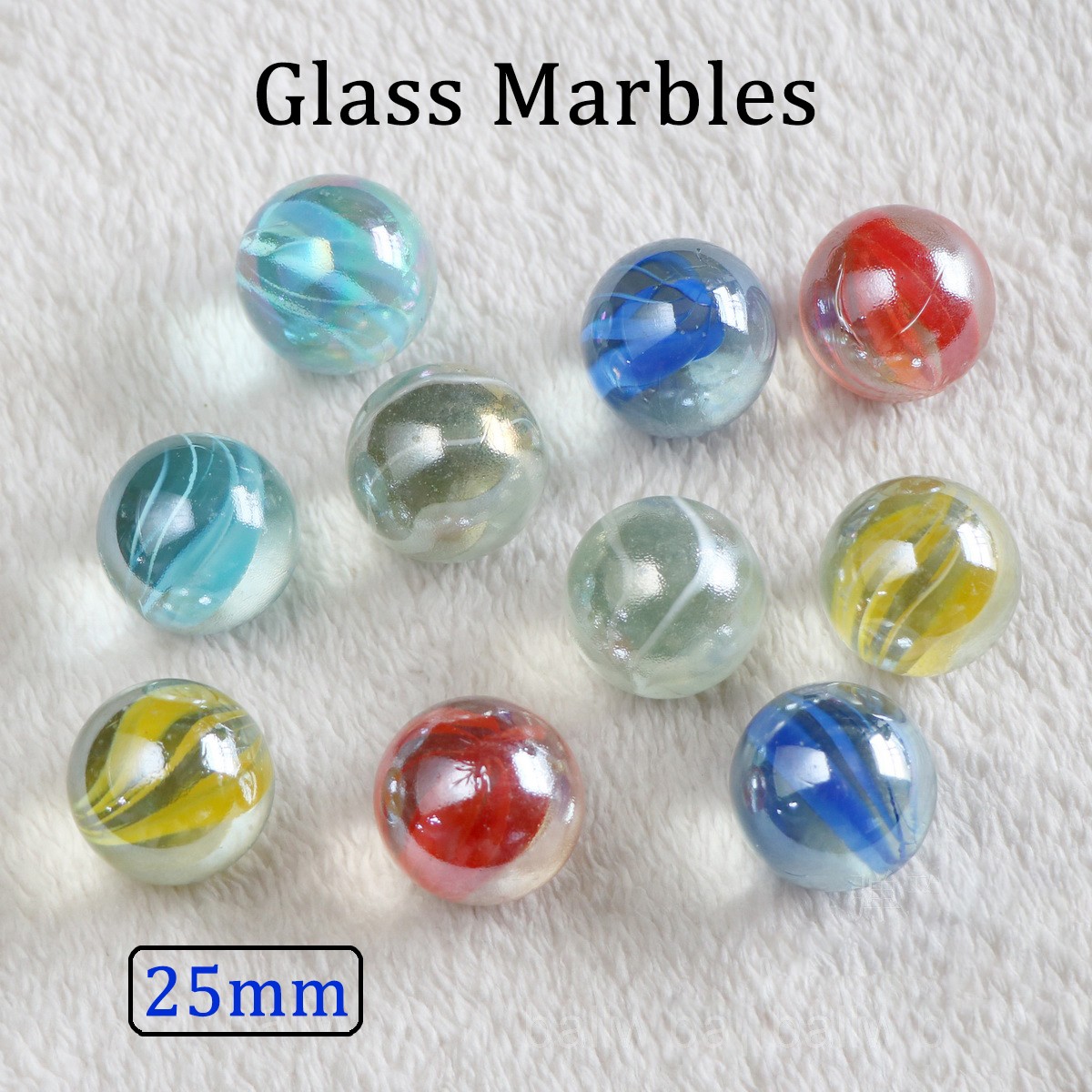 Glass Marbles 25mm Assorted Vintage Colour Traditional Kids Classic Toy Games