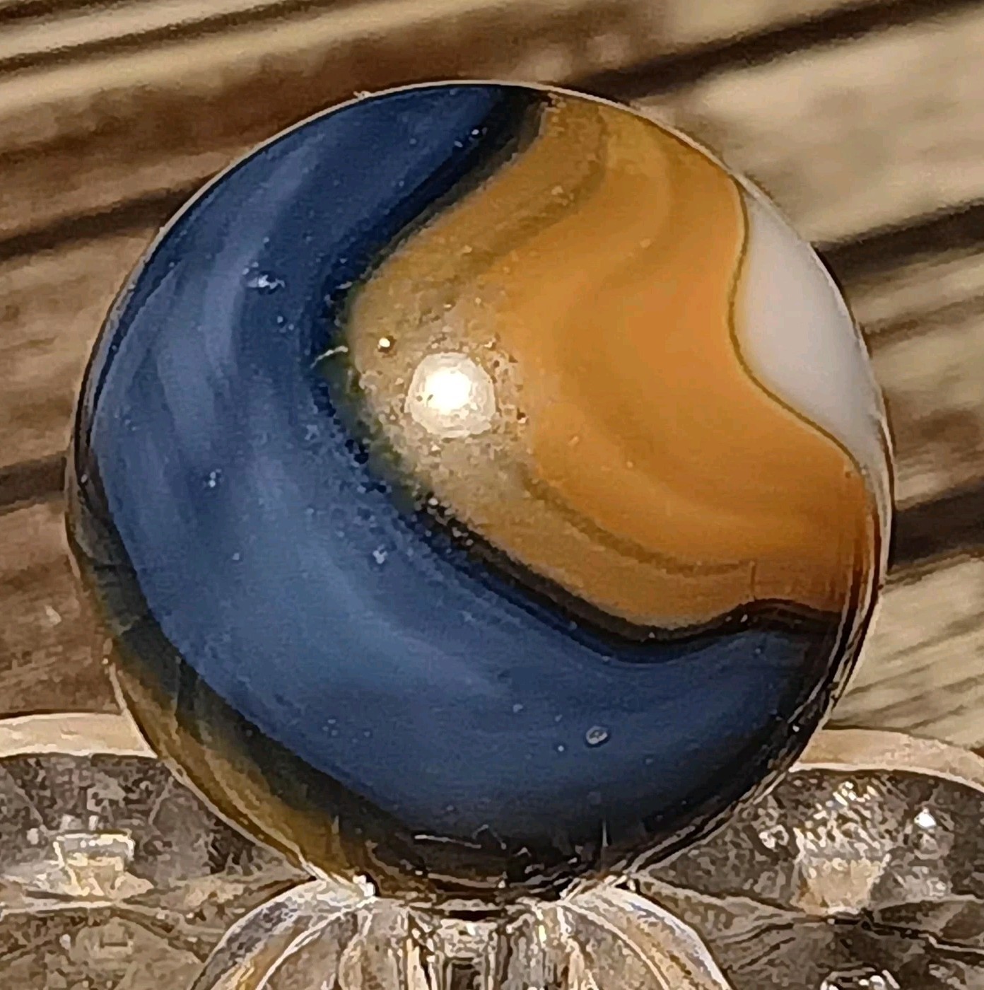 Vitro Agate 3-Color Opal Patch Marble. .60″ Mint. Nice Pattern/Color Combo