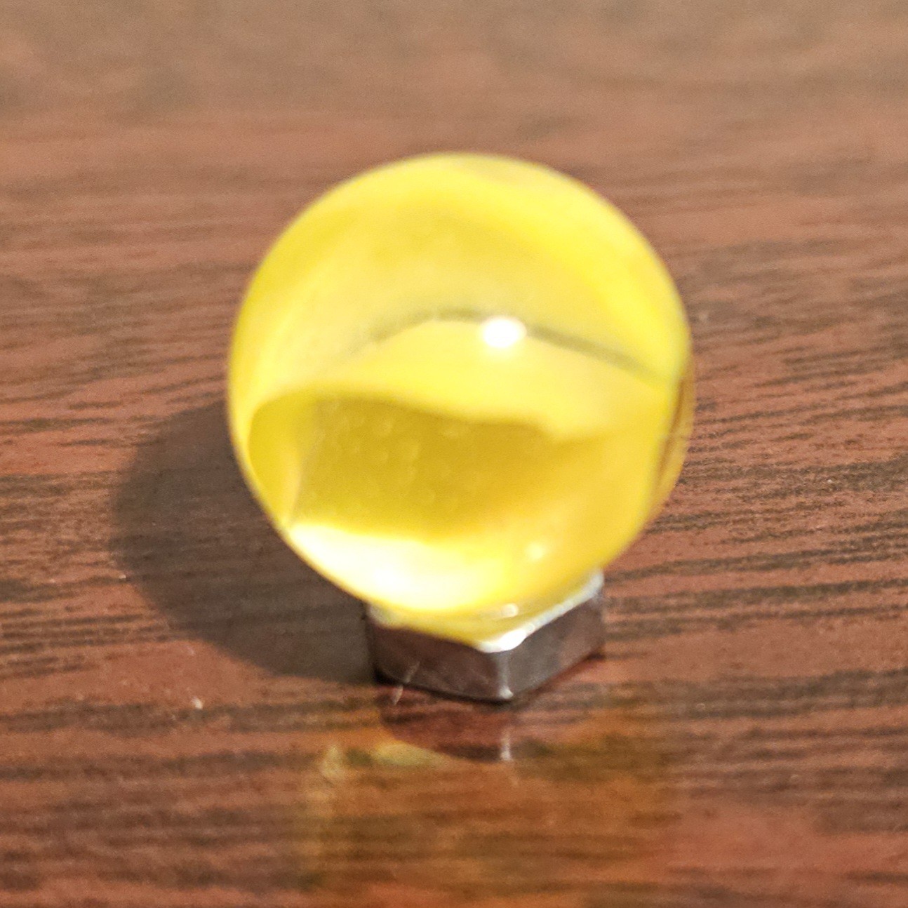 Vintage CE Bogard Cadmium Glow Yellow 4-Lobe .593″ Glass Marble