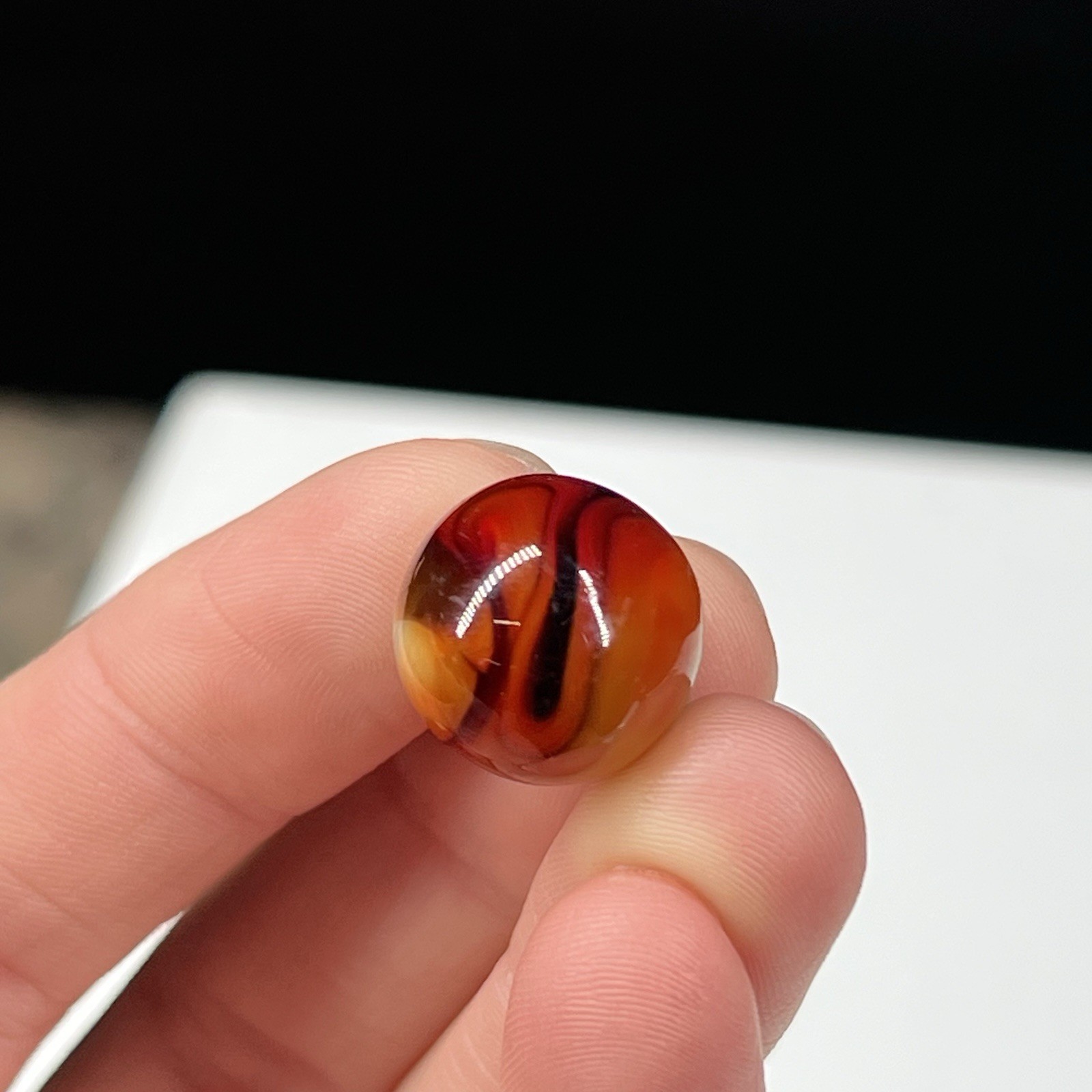 Vintage Glass Swirl Marble Akro Vitro Peltier Christensen .63” Groovy Orange
