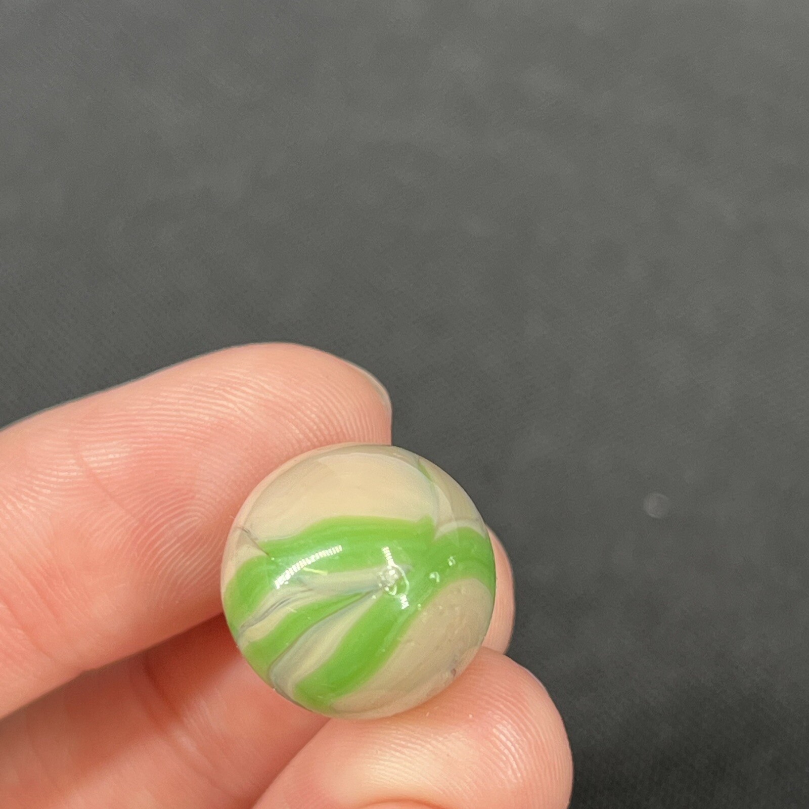 Vintage Agate Christensen Peltier Art Glass Swirl Marble .6” Green Creamy