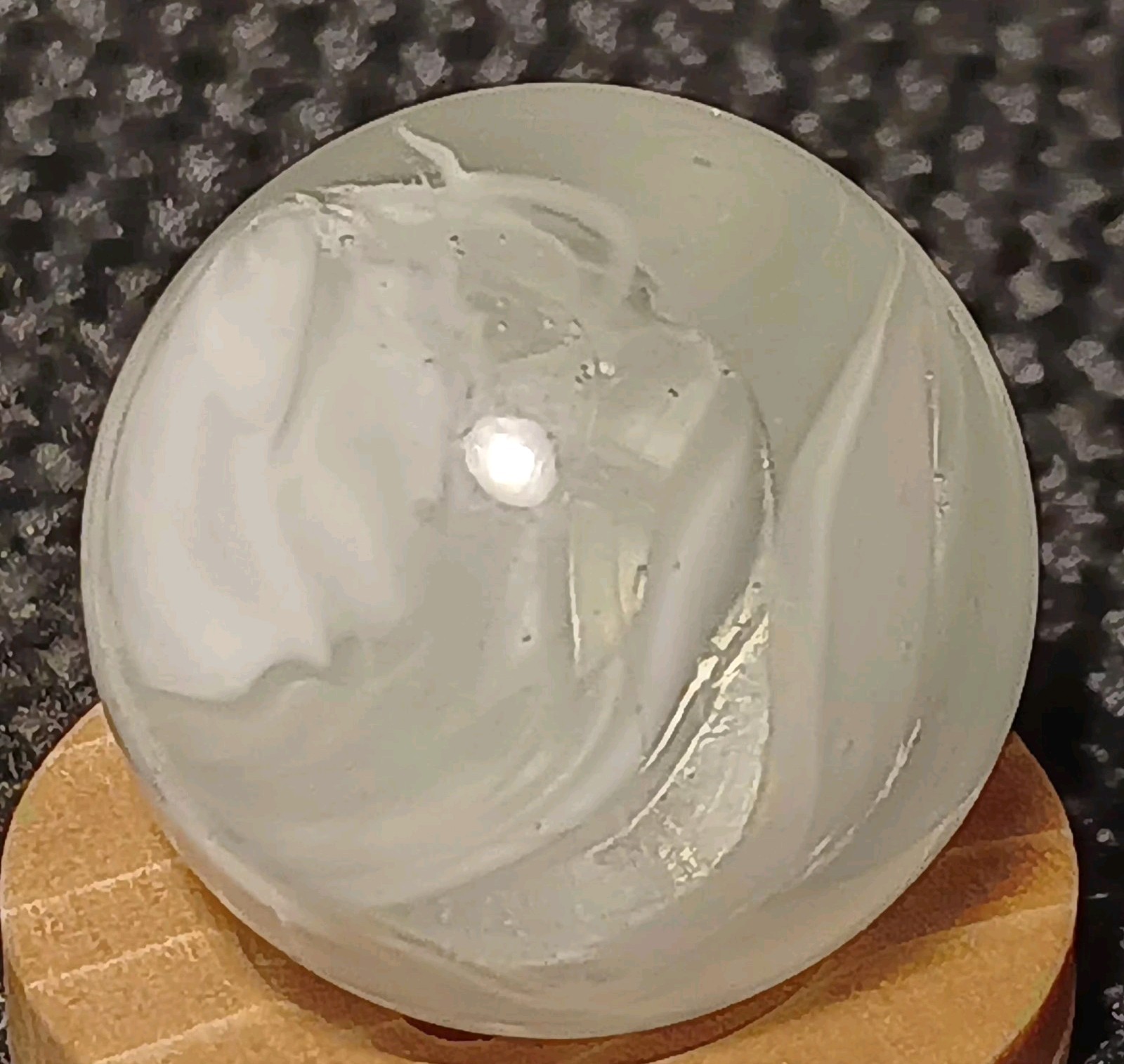 M.F. Christensen Clear Slag Marble. .67″ Mint. Nice Pattern