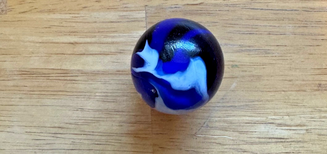 Vintage Blue Swirl Translucent Marble 35mm Shooter – Large