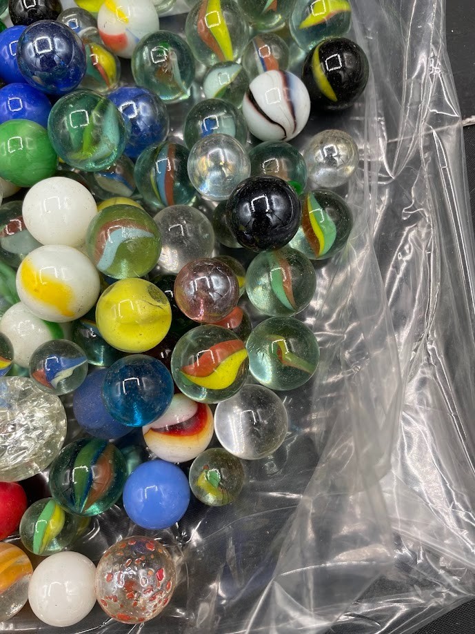 Mixed Marble Lot Cats Eye Splatter Solid Swirl Large Medium Small Pee Wee 2 lb