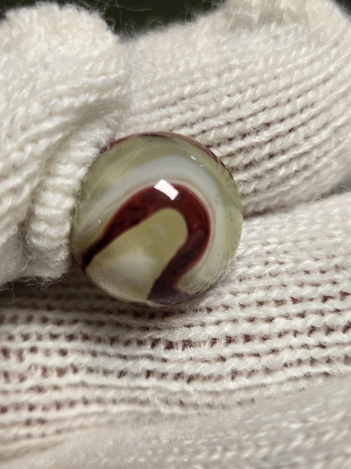 Nice Old Vintage Akro Agate Lemonade Oxblood Marble Fluorescent Glow Glass