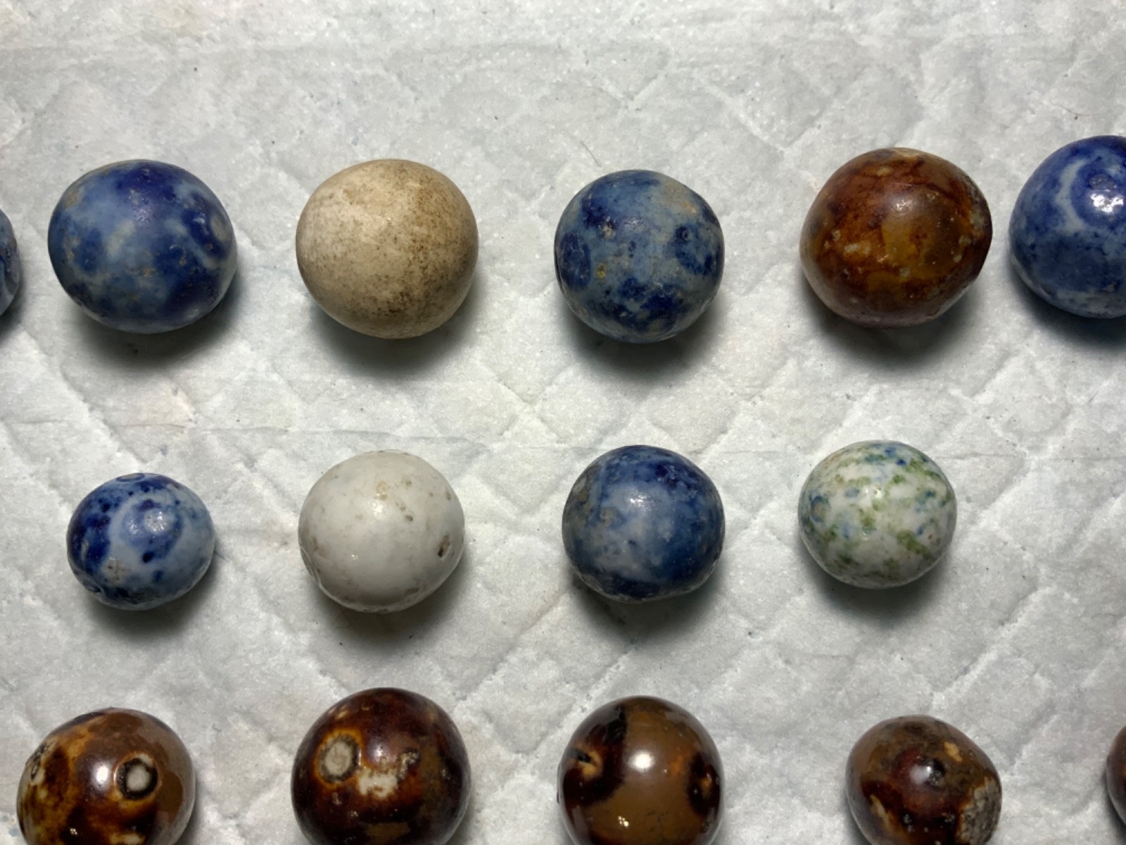 Antique Marbles Bennington Stoneware, Etc. Lot of 16
