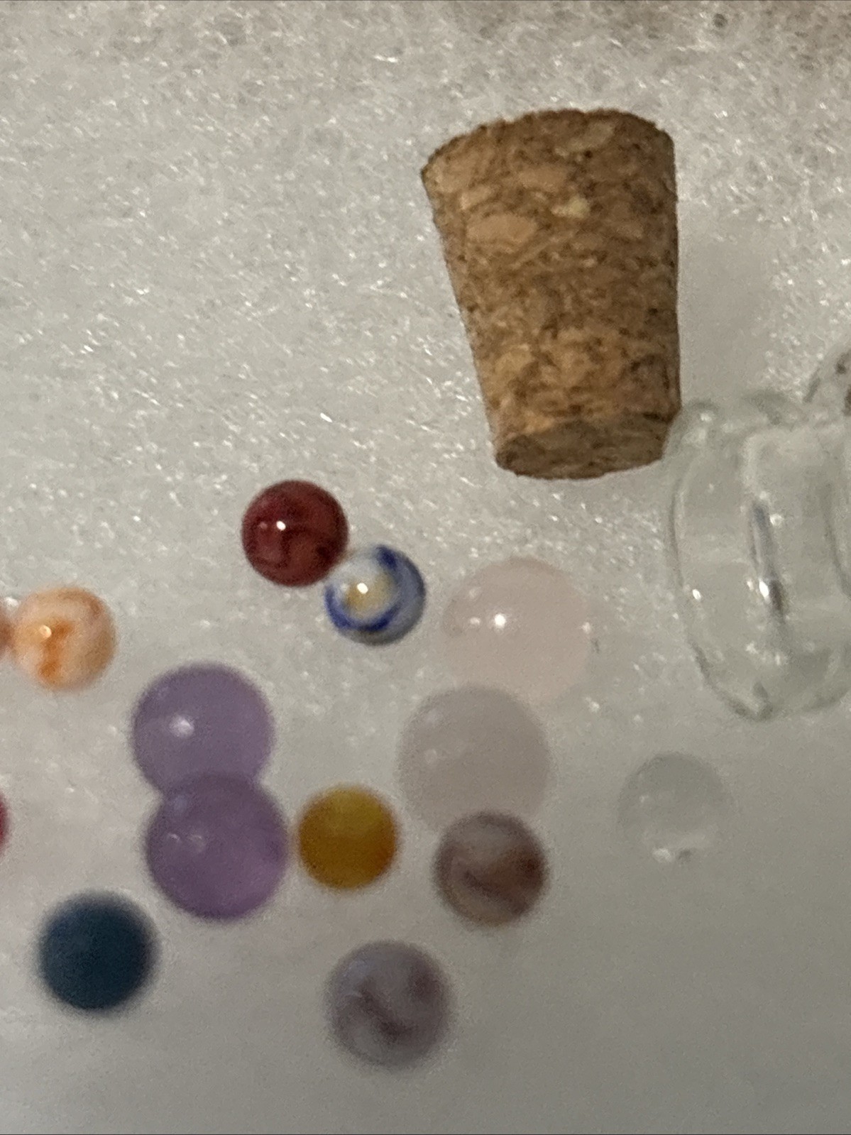 1 Tiny Glass Jar With Tiny Glass And/or Stone Marbles