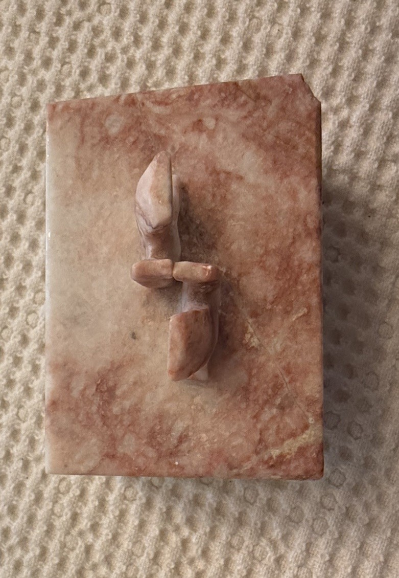 VTG pink marble Lidded Trinket Box ( Small Flea Bite On Corner Of Lid)
