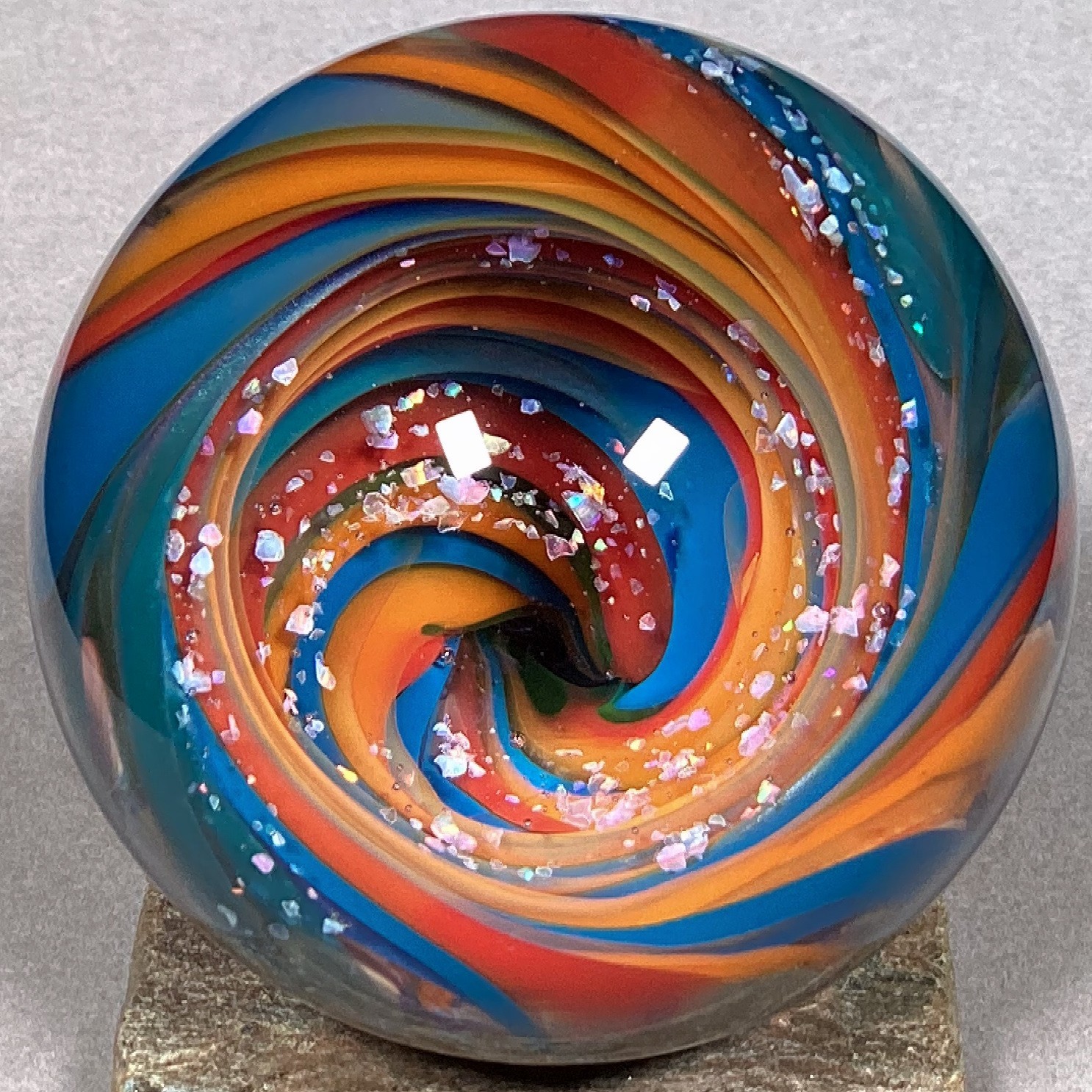 Vortex Marble Handmade by Bill Grout 2.17″ Dormant Spring 020826 Boro Glass