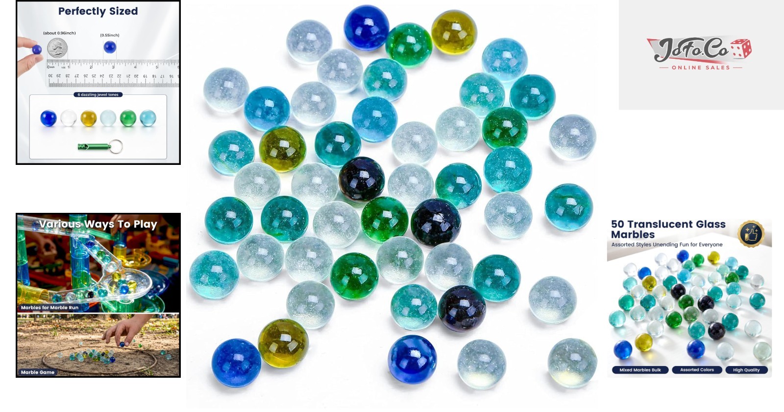 Educational 50 PCS Glass Marbles Set – Perfect for Games & DIY Crafts + Whistle
