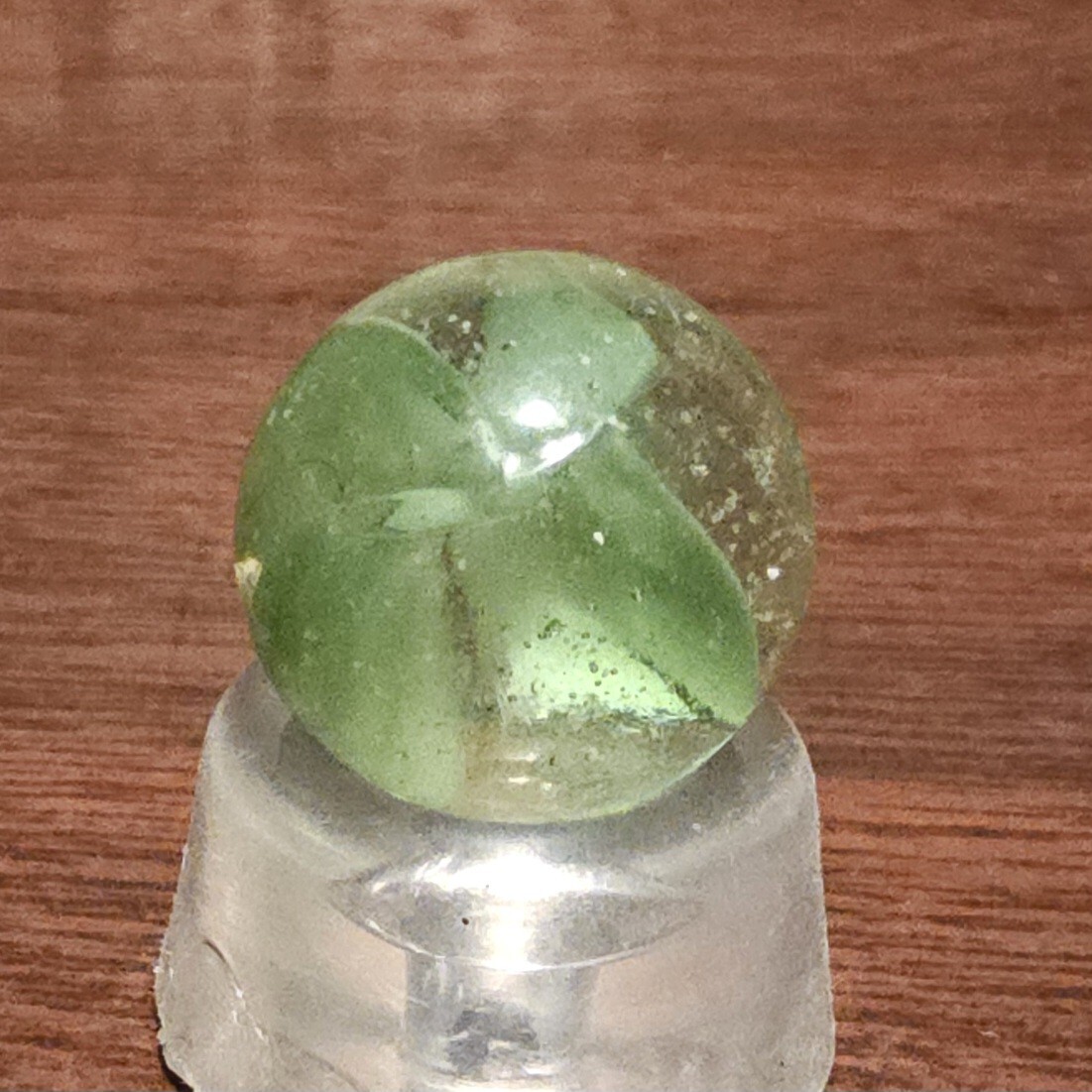 Vintage C. E. Bogard Hybrid Cats Eye Green In Clear .718″ Shooter Marble