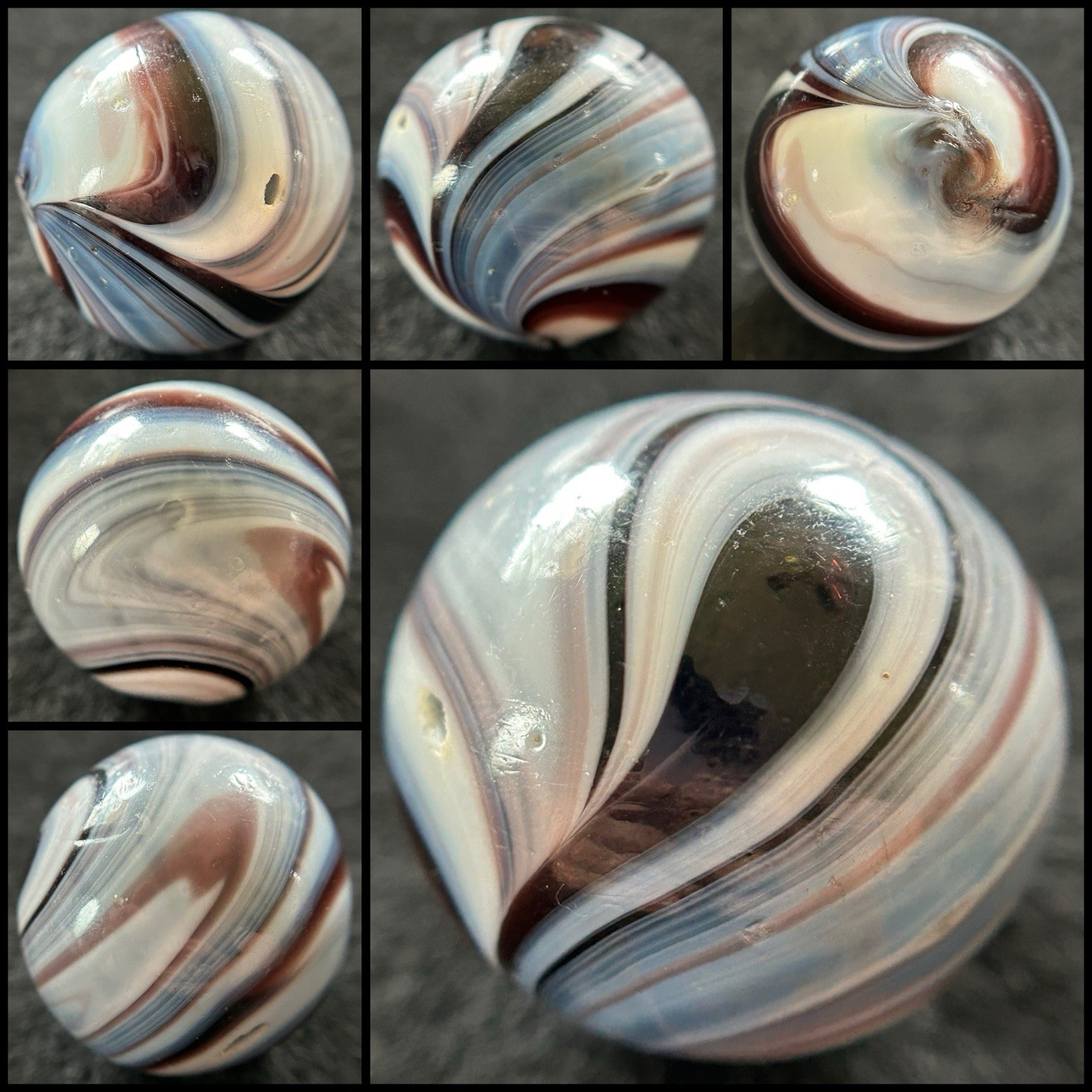 Antique Hand-Gathered Transitional Leighton/Navarre Marble Large Size 1.18″