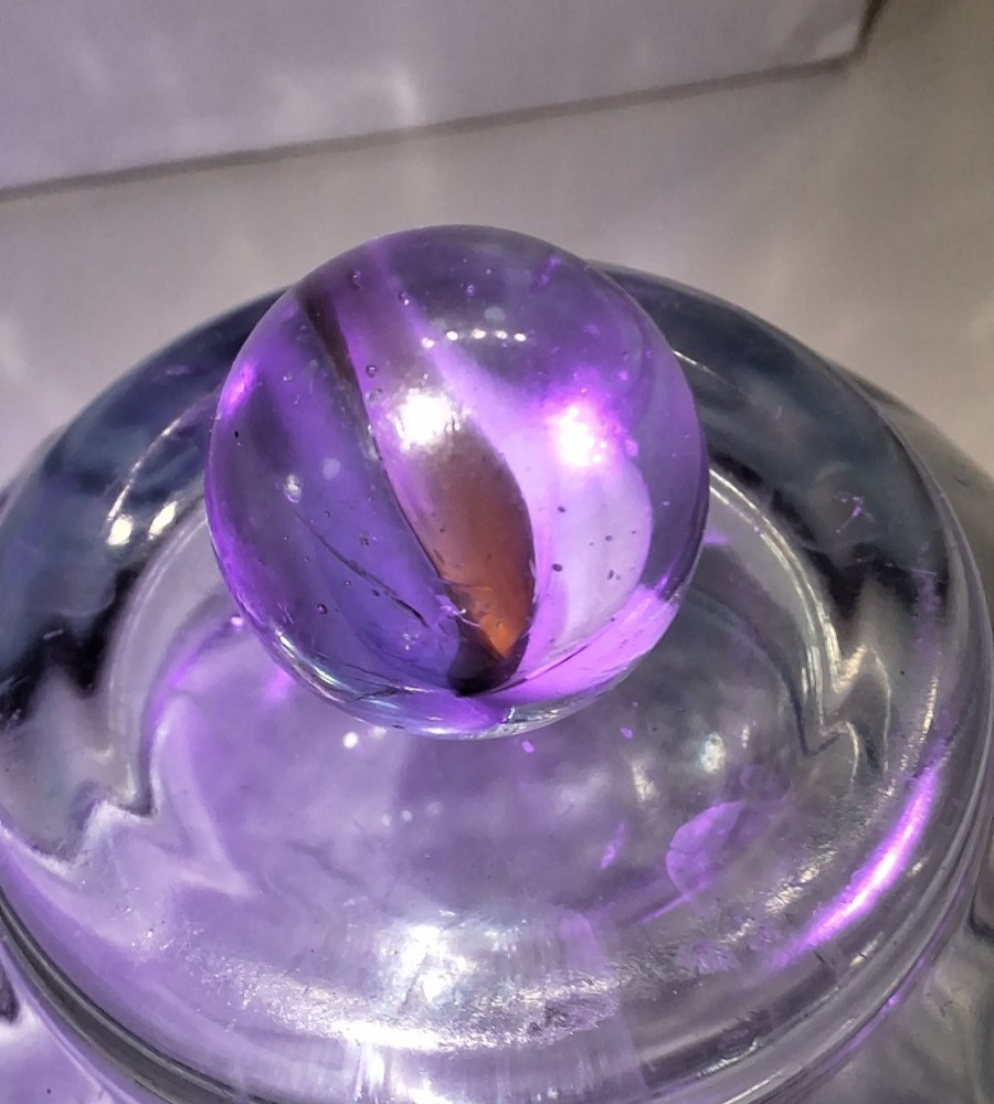Vtg 6 Vane Tri Color Red White Blue Hybrid Cat’s Eye Marbles 11 ct. UV Reactive