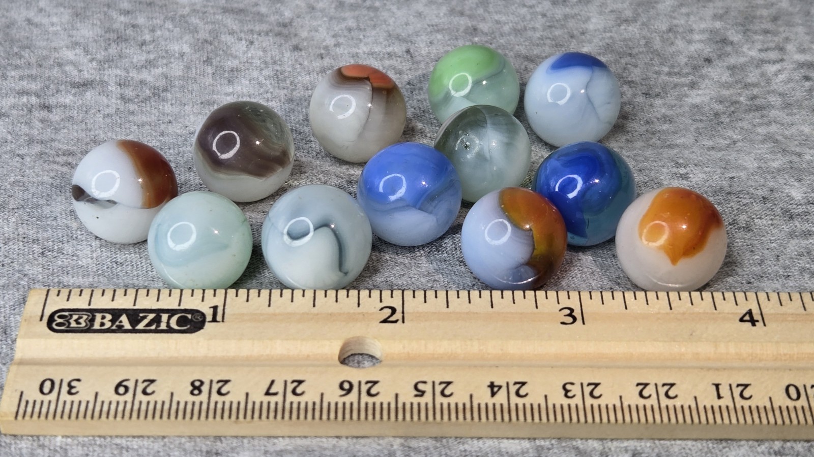 Vitro Agate Conqueror Marbles – Clear Base Brushed Patches | Lot of 12 #007