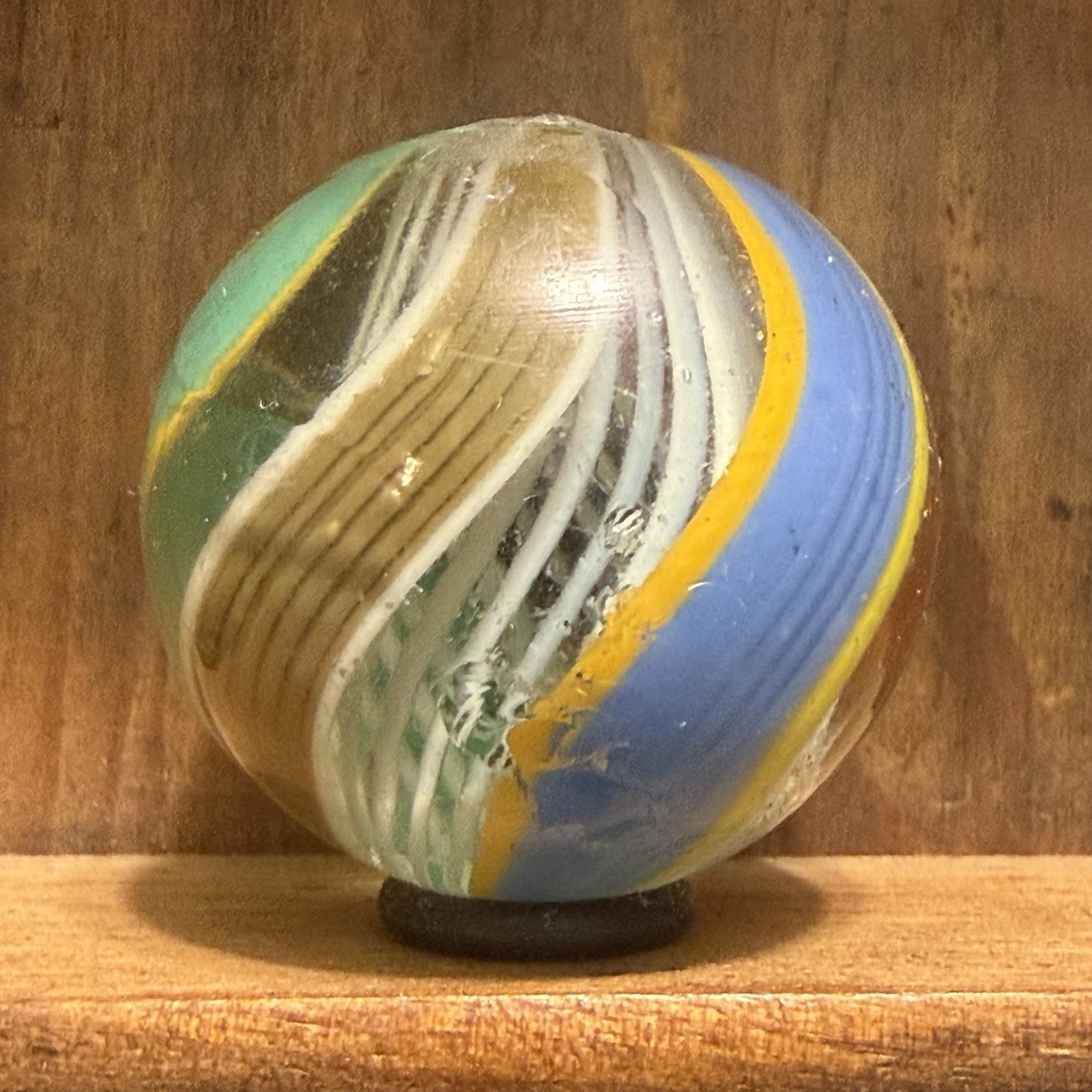 Antique German Handmade Latticinio Swirl Marble 1-3/16” Near Mint | 318