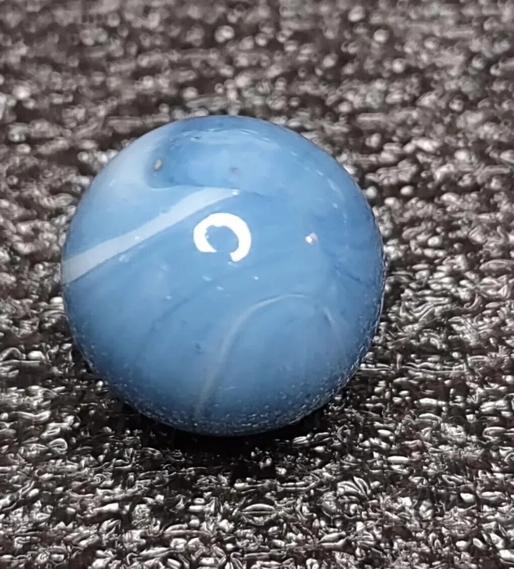 NM+ Opal – Unique Blue &🔥 White – Peltier Glass – Rainbo Vintage MARBLES .61″