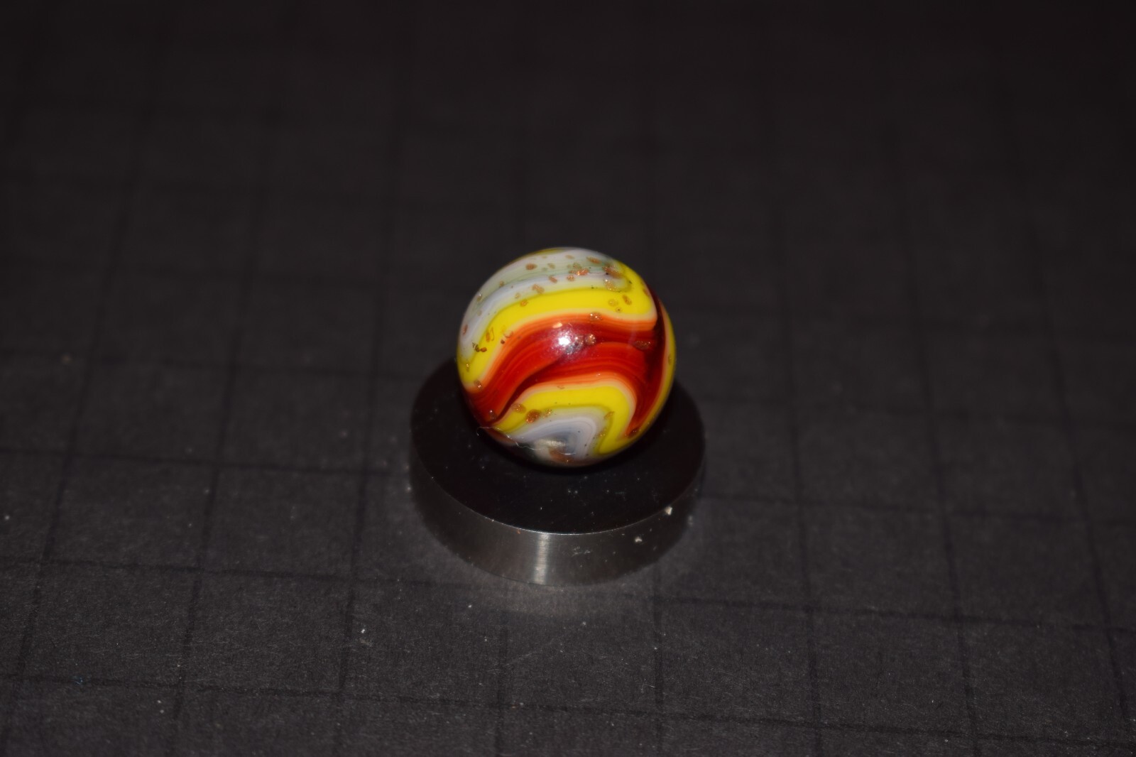 Choice Pick JABO/DAS Copper Flakes Swirl Toy Marble .734″ =47/64″ MINT