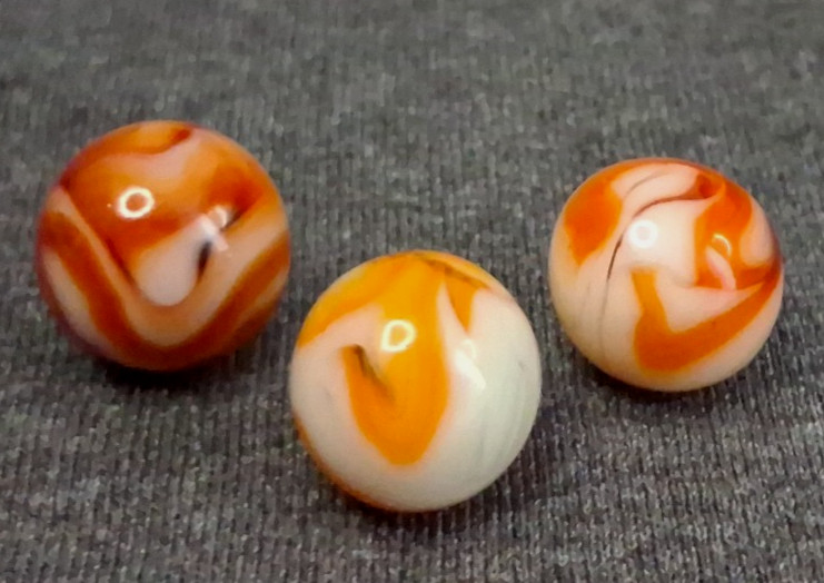 Vintage Alley Agate Set Of 3 Swirl Marbles 5/8″ All Mint Condition 526025