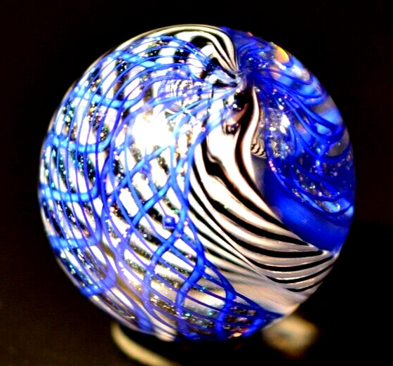 JAMES ALLOWAY GLASS MARBLE/1.327″-DICHROIC CANE SUPERNOVA #208-4 CANES FILIGRANA