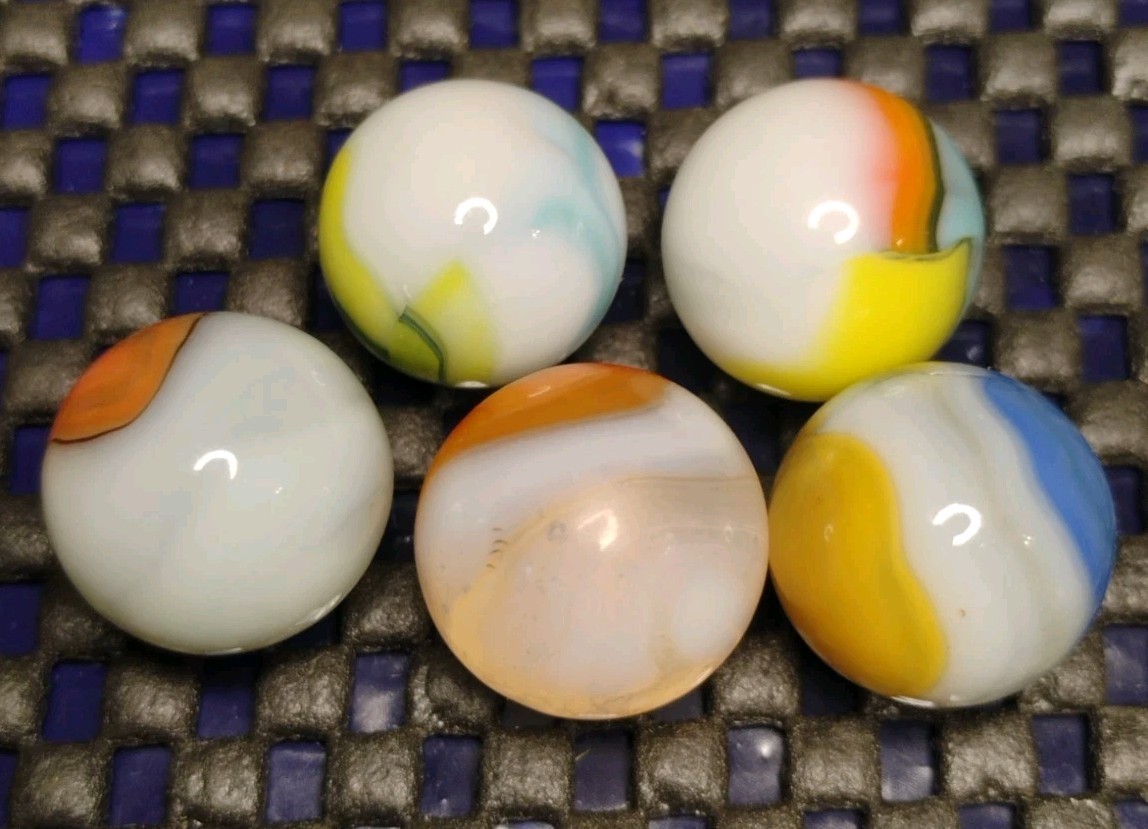 .65″-.60″ VINTAGE VITRO MARBLES LOT OF 5🔥GLASS COLLECTOR TOYS