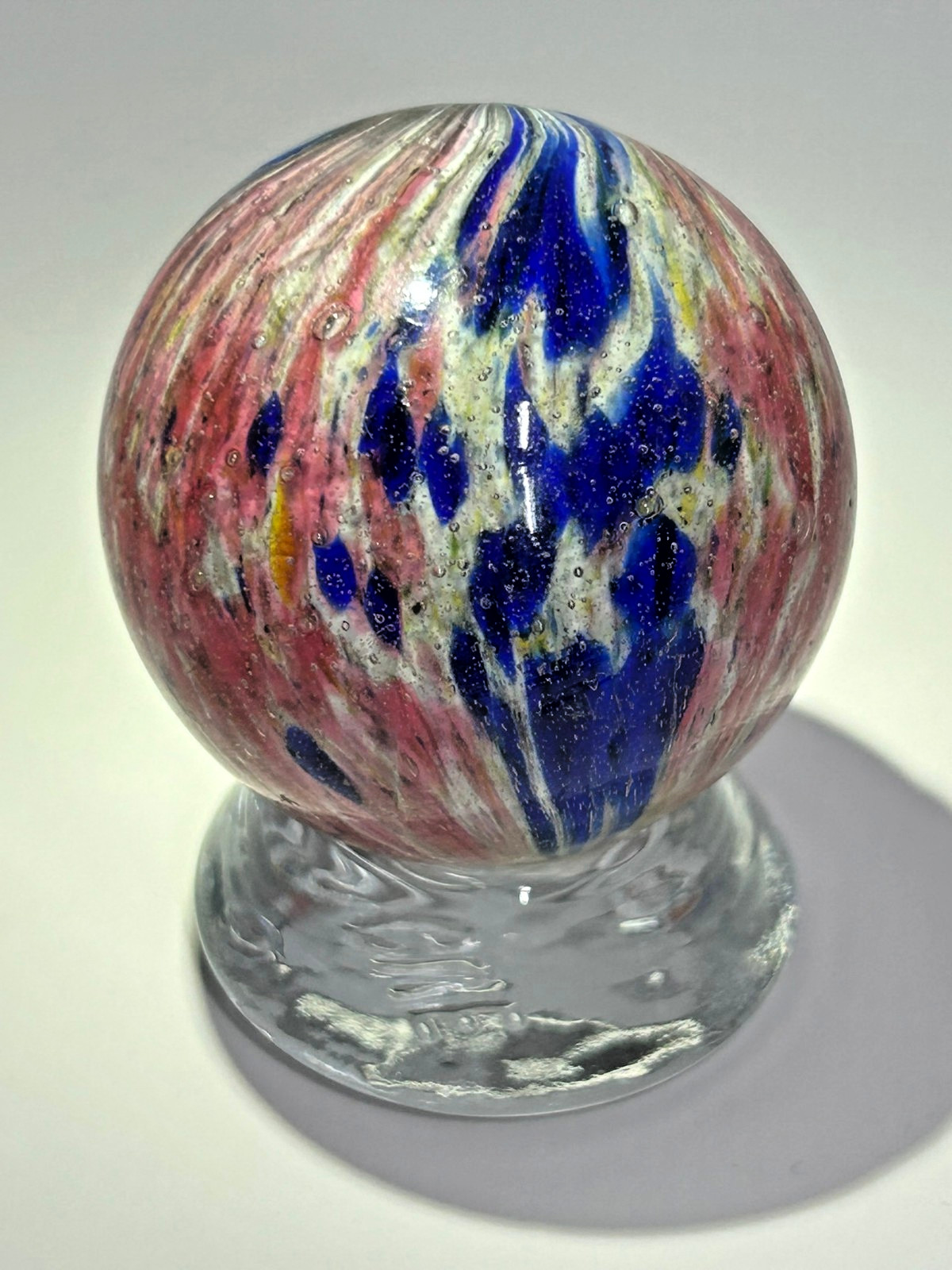Antique German Handmade 4 Panel “flame” Onionskin Marble 1-25/32″ Mint E3.23