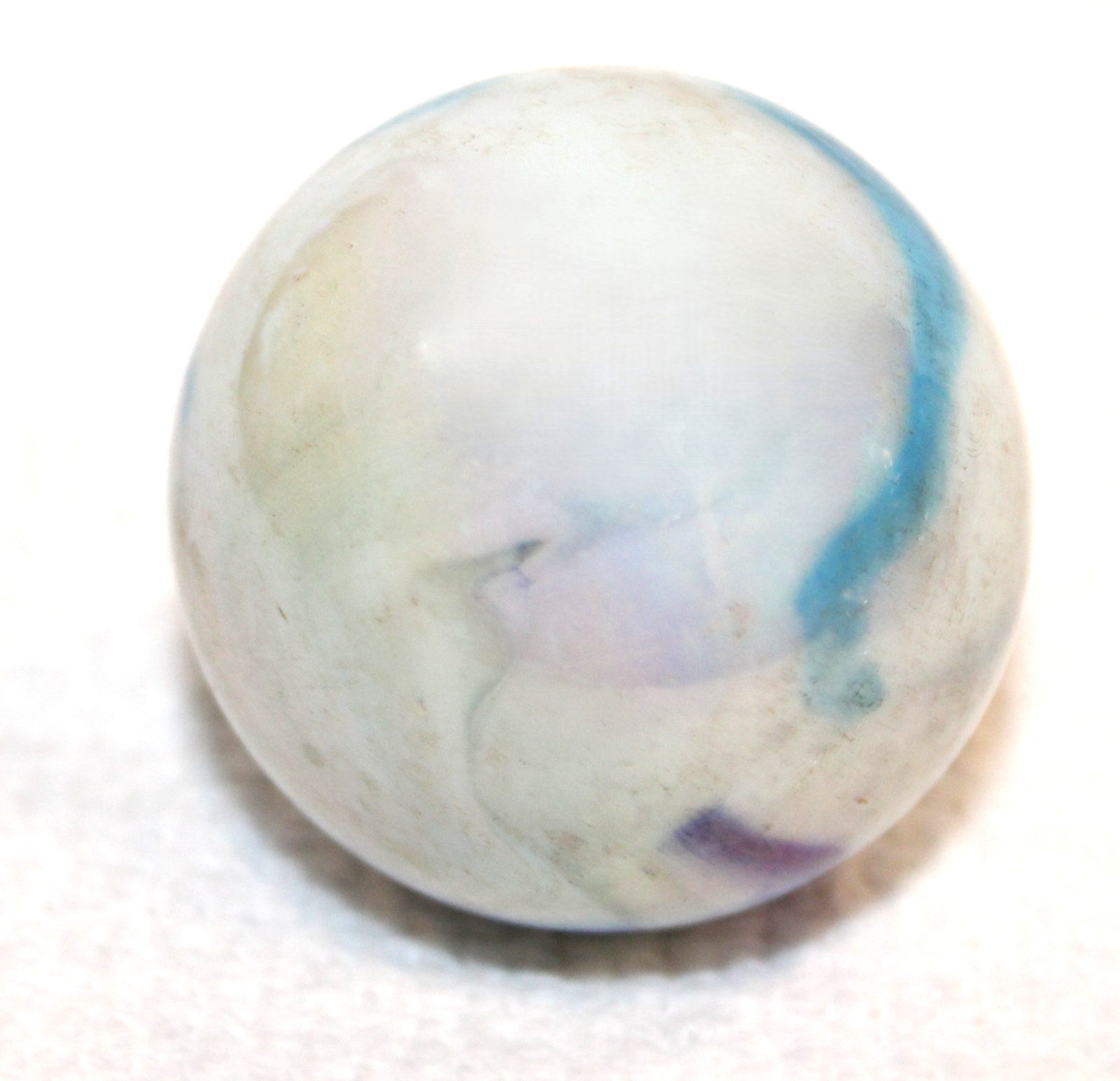 Two Large 2″ (50 mm) Marbles — (Swirling Blue & White Marbles)