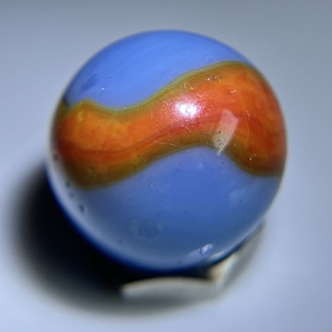 🧡 Vintage Marbles Patch Marble Akro Peltier Kokomo w Horsehair Marble Near Mint