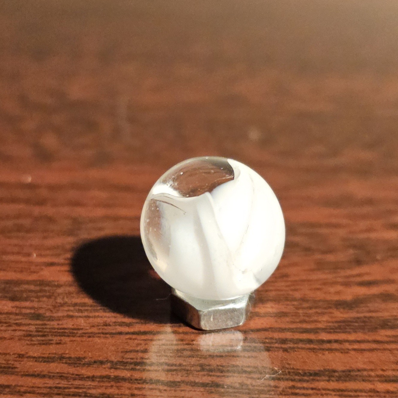 Vintage CE Bogard White Floppy 4-Lobe Cats Eye .625″ Glass Marble