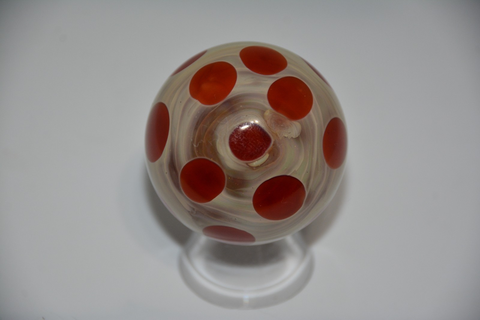 Contemporary art glass handmade borosilicate marble 1.814 inches tall