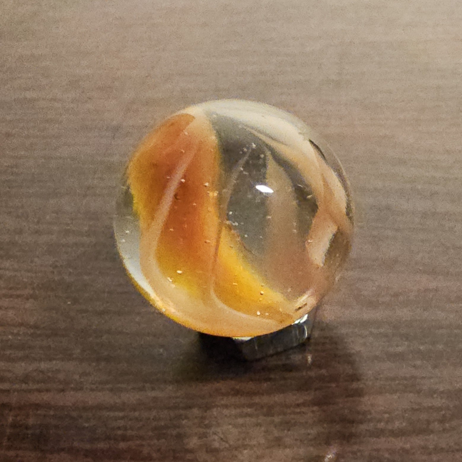 Vintage Vacor Orange Sherbert Spaghetti Ribbon .593″ Glass Marble