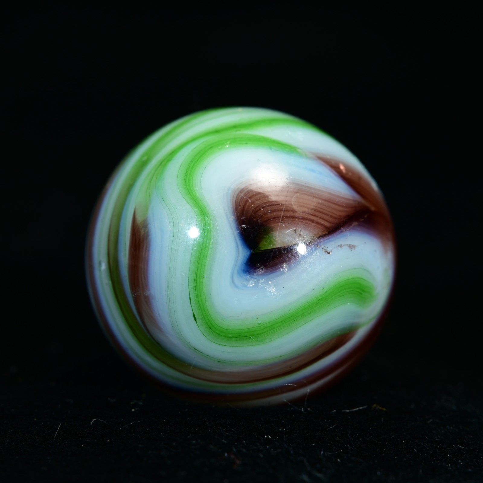 Veiligglas Opaque Vintage Marble Bold Contrast Stacks & Loops 1950’s 16mm 5/8”