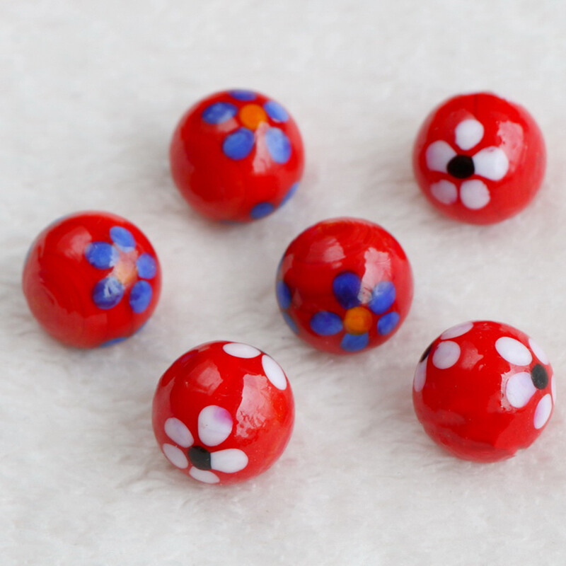 Red Glass Beads Round Marbles Traditional Vintage Classic Toys Games DIY Decor