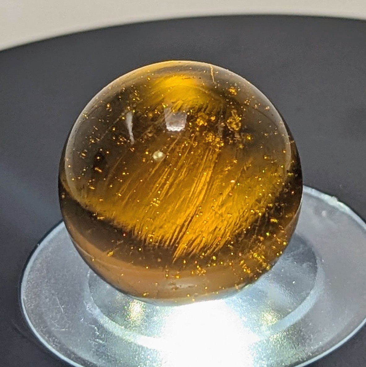 Cac. Christensen Agate Co. Amber Glass Marble .98″- 25.36 mm Stunning