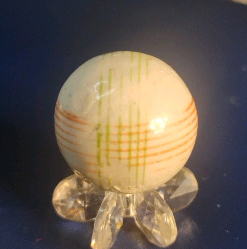 .90″ ANTIQUE MARBLES CROCKERY INTERSECTING LINES “BRIGHT COLORS”