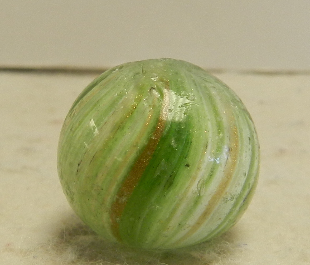#16133m .76 Inches Vintage German Handmade Onionskin Lutz Marble