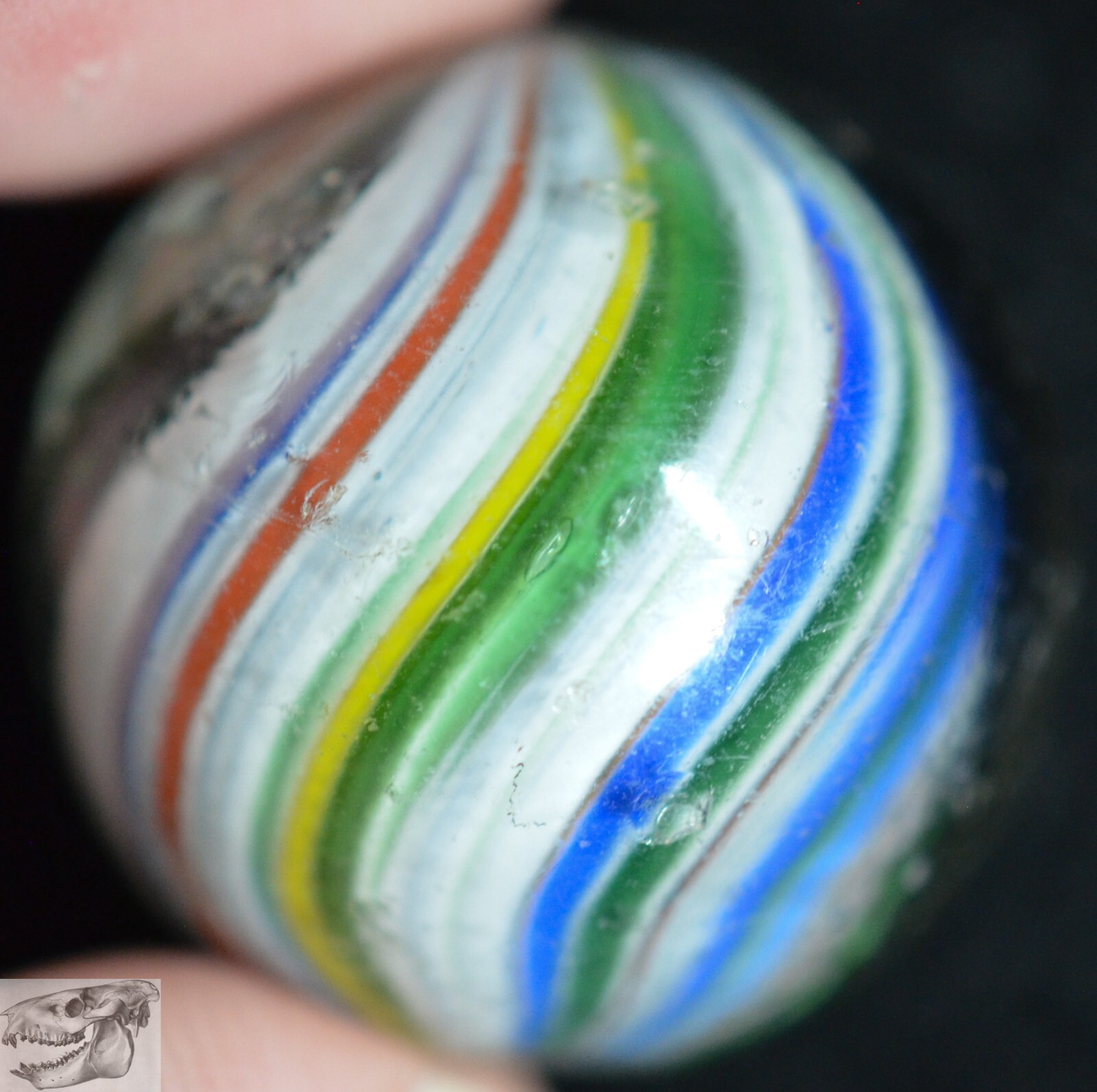 Handmade Onionskin Shooter Marble, 15/16 in, Good+, 1860-1920, Germany, S893