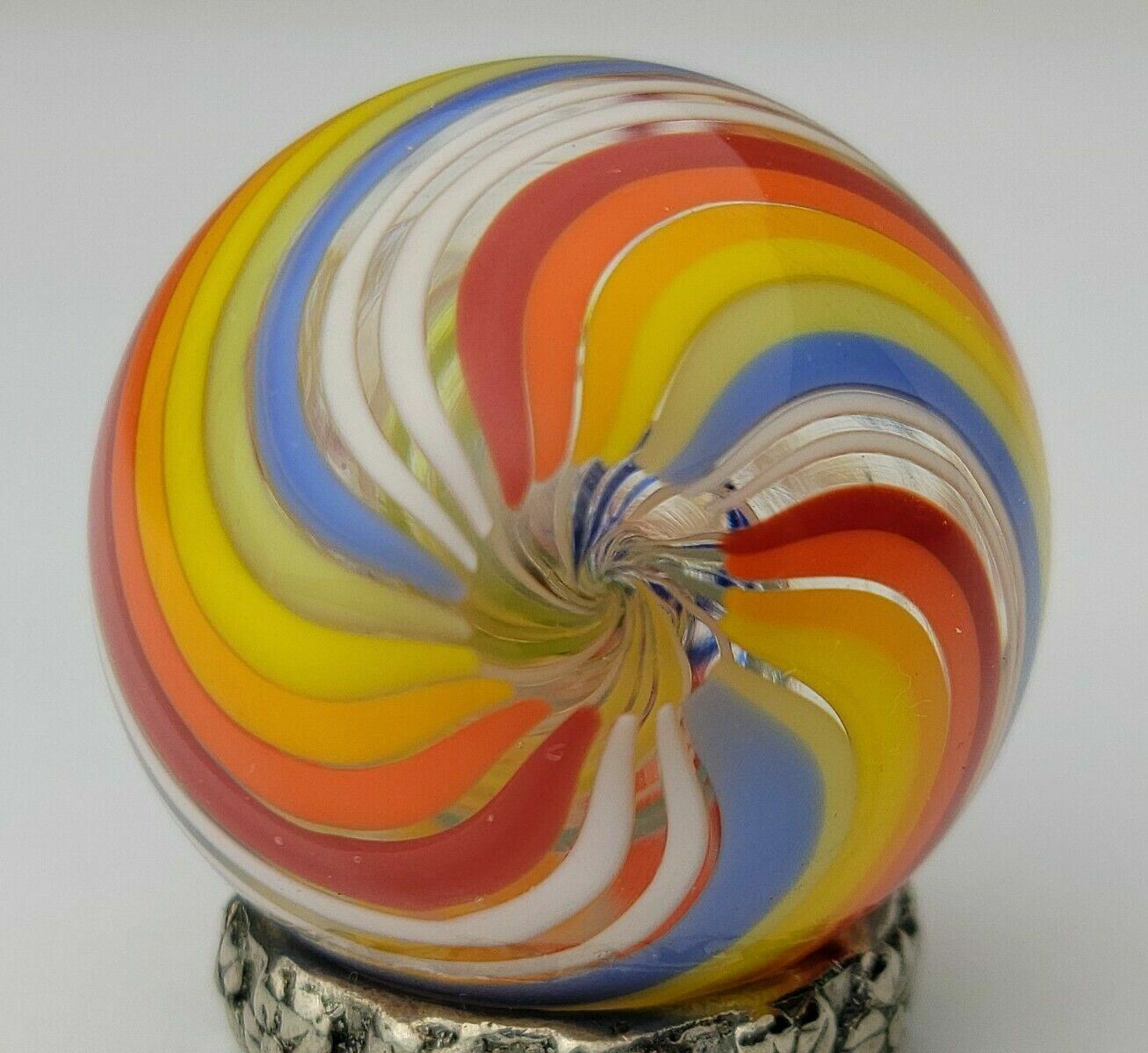 Handmade Contemporary Art Glass Rainbow Shooter Marble 1.17″ Diameter Jody Fine?