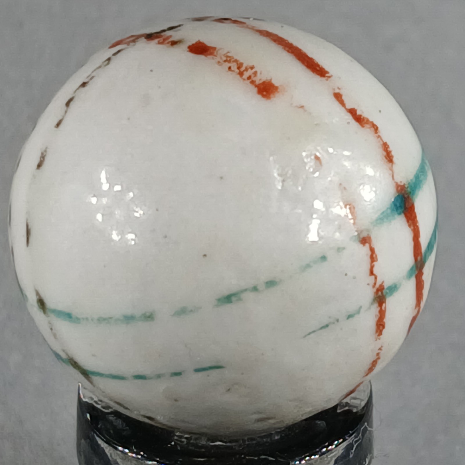 Vintage German Handmade China Glazed Lined Marble .67 Inches NM Condition