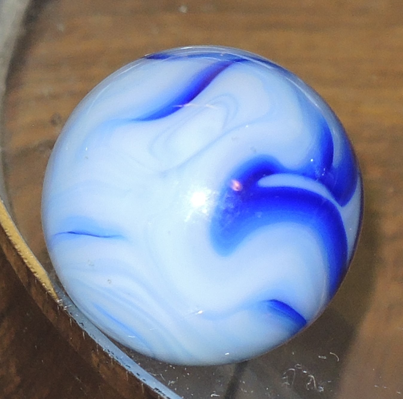 17/32” Killer Busy Ravenswood Blue Raven Flames & Swirls Marble