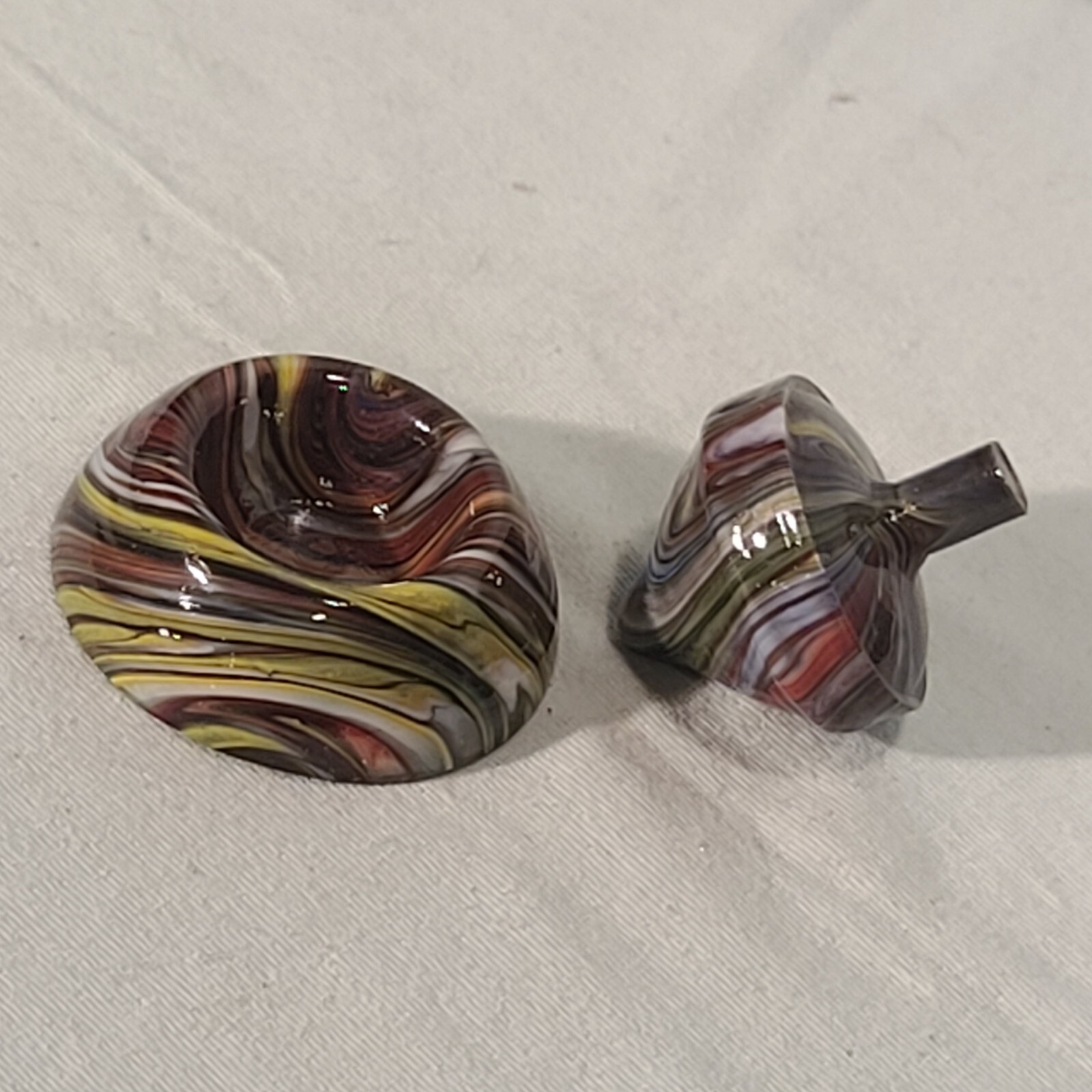 ANDY DAVIS, Glass Art Spinning Top & Base, Megans Run (?), #338Q