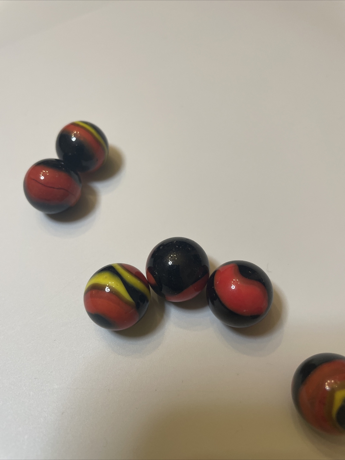 LOT OF SIX VINTAGE GLASS MARBLES ~ NICE COLORS, VERY GOOD CONDITION {PRE-OWNED}