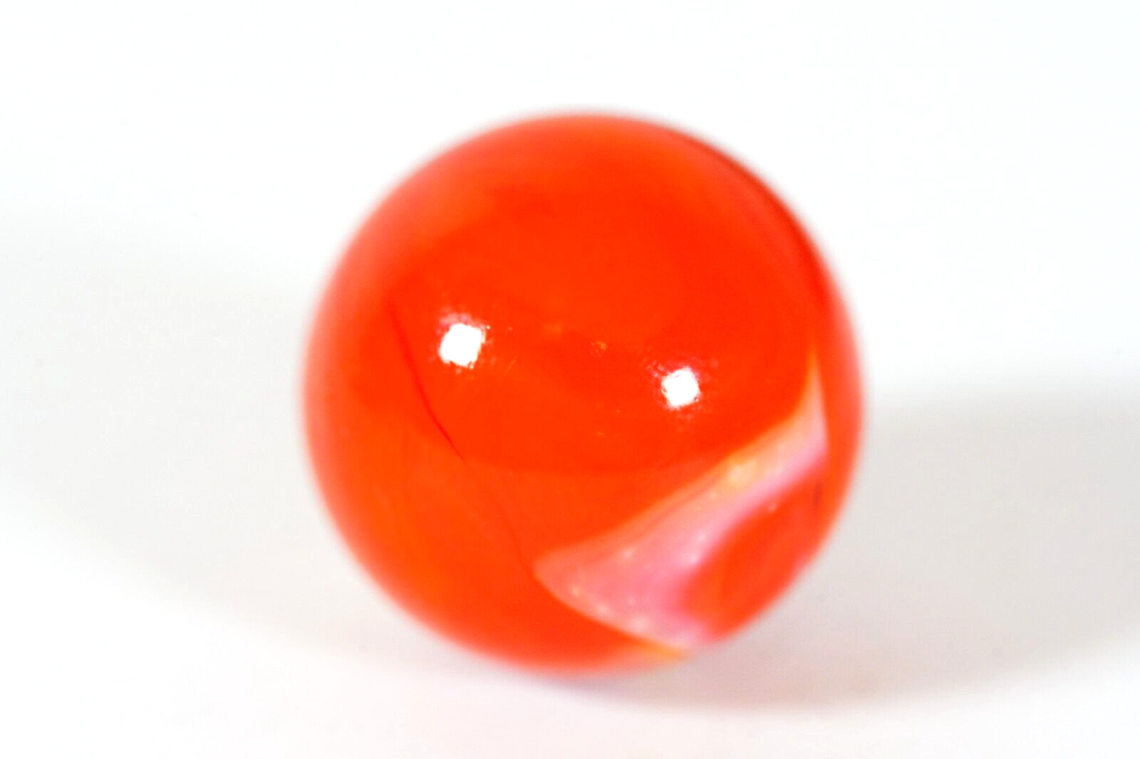 Art Glass Red White Orange Swirl Shooter Marble 25MM Round Glass Sphere