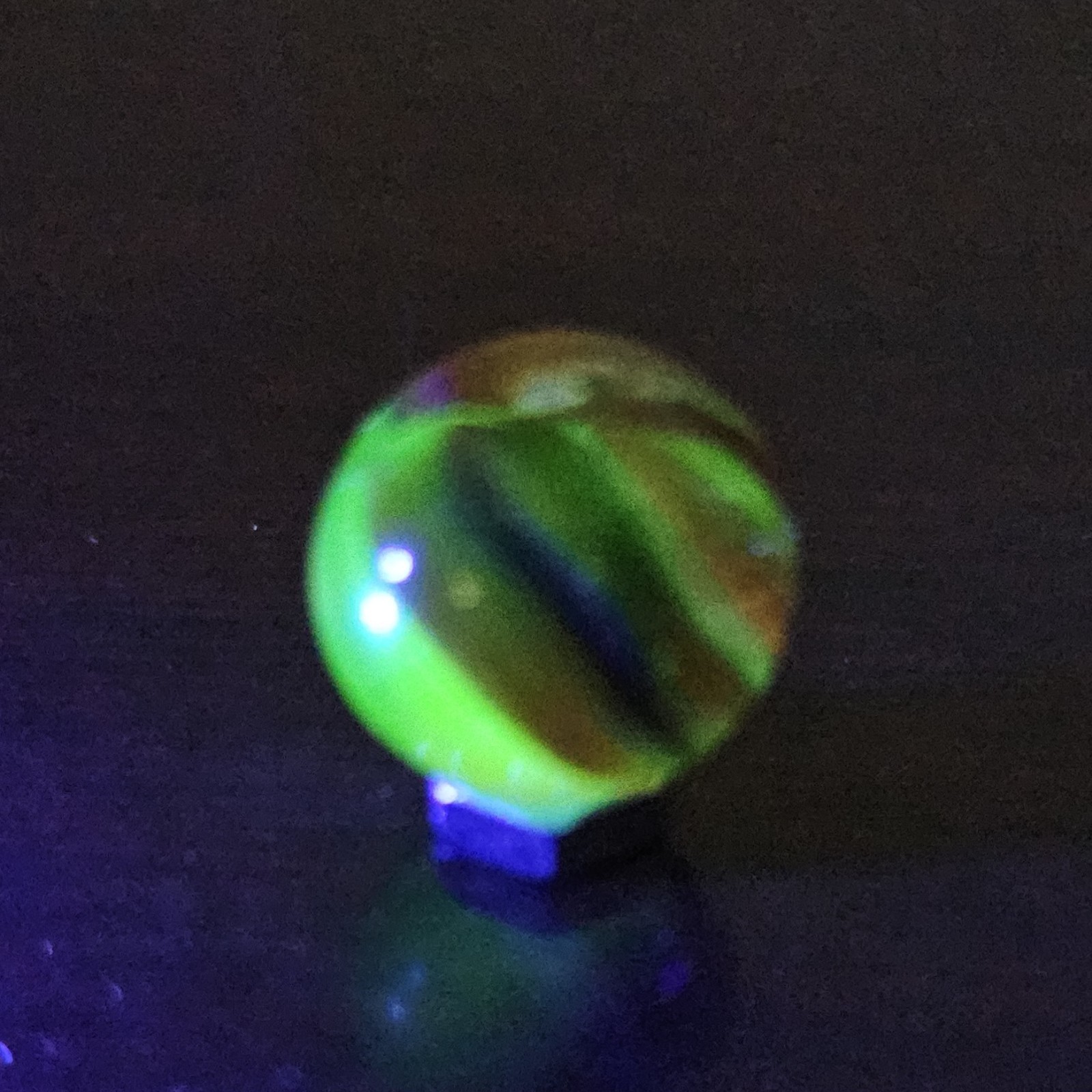Vintage C. E. Bogard Rose Hybrid .625 Cats Eye in Clear Uranium Glass Marble