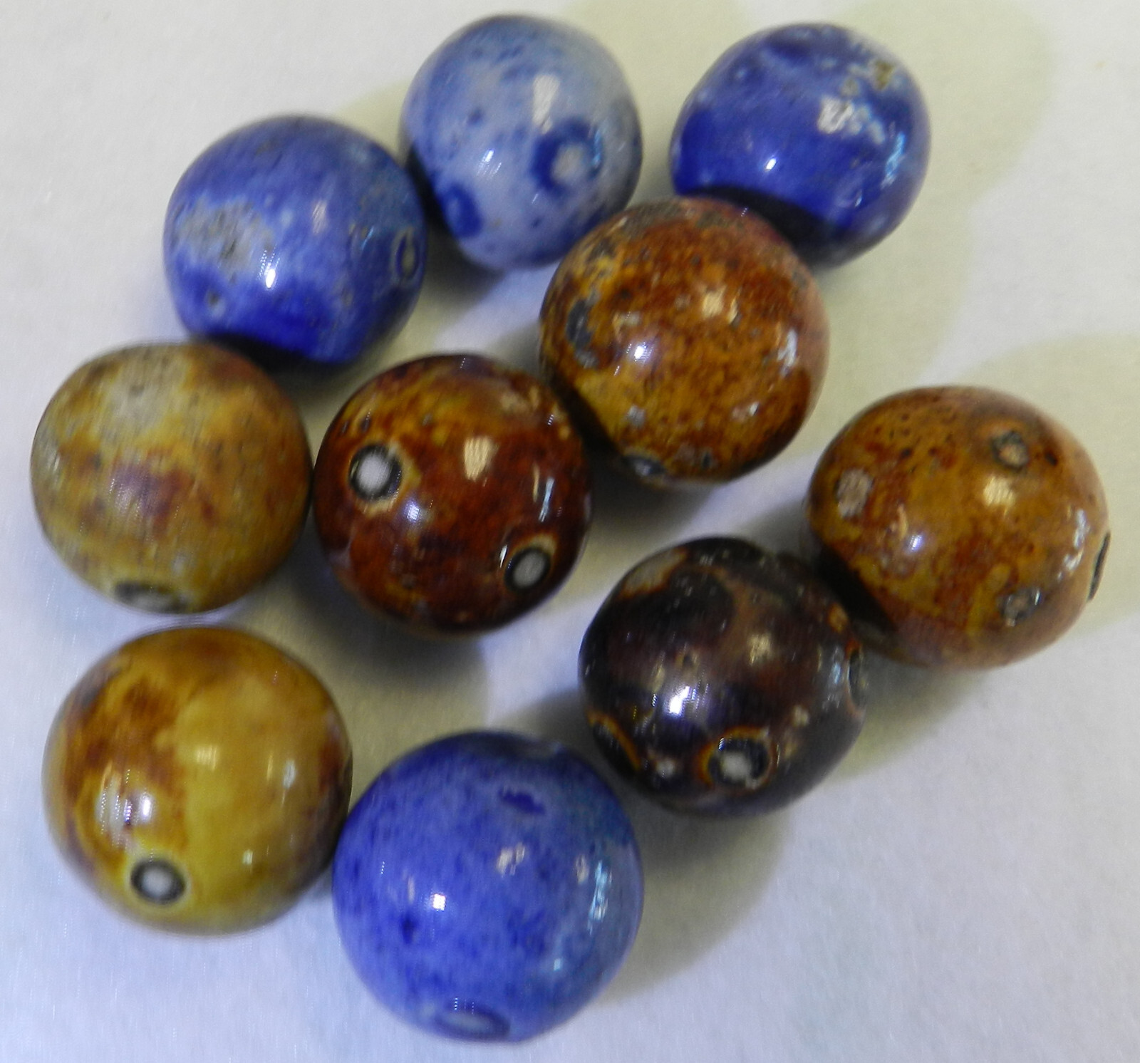 #17512m .84 to .92 Inches Vintage Group of 10 German Handmade Bennington Marbles