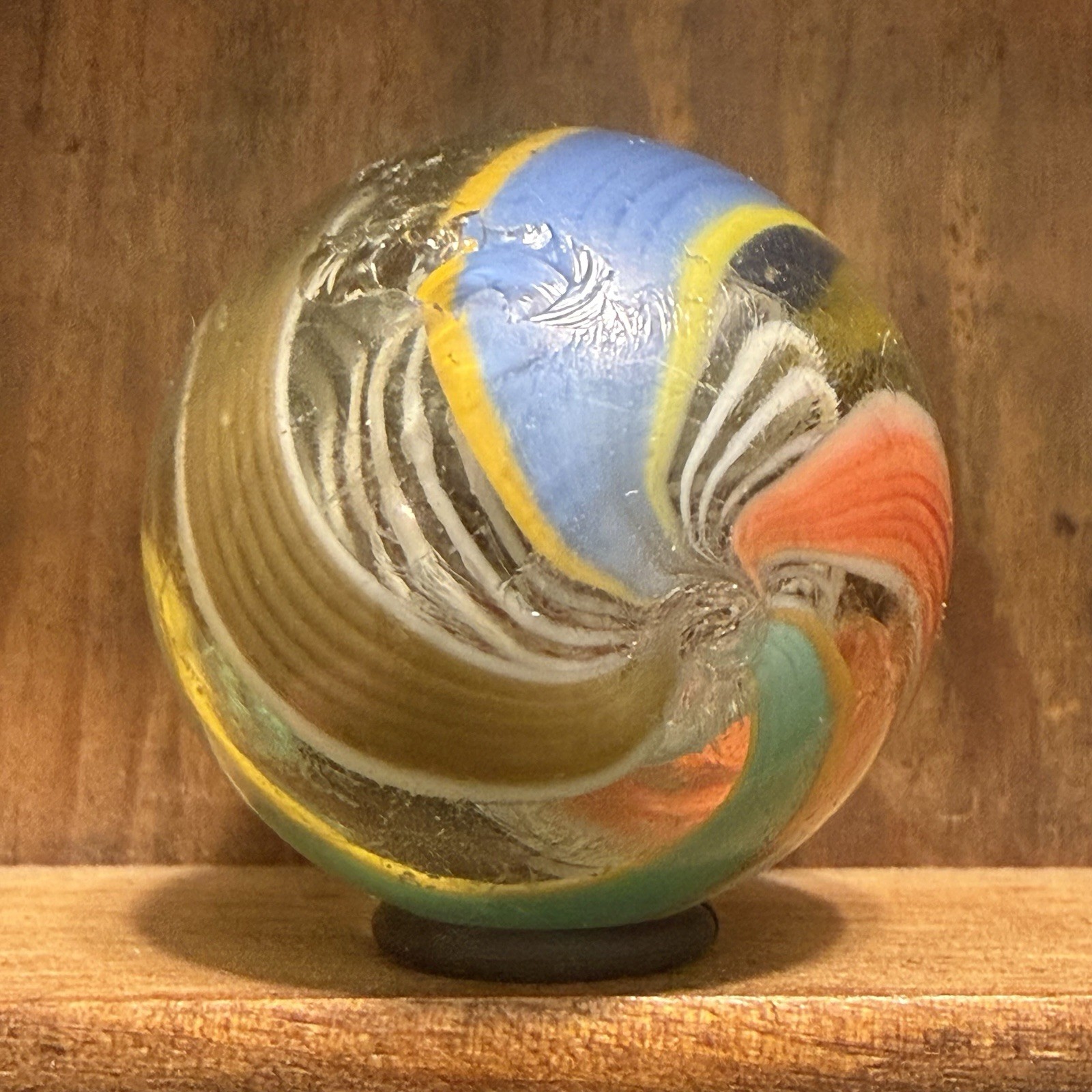 Antique German Handmade Latticinio Swirl Marble 1-3/16” Near Mint | 318
