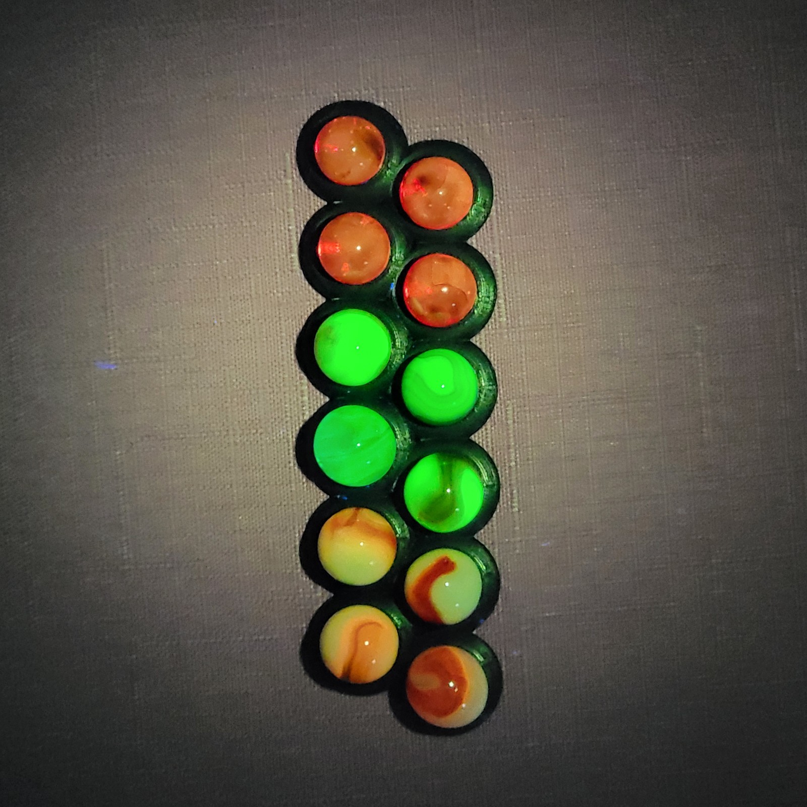 12 Vtg UV Reactive Marbles|Uranium|Cadmium|Cherry Red|Classic Mixed Lot + Stand