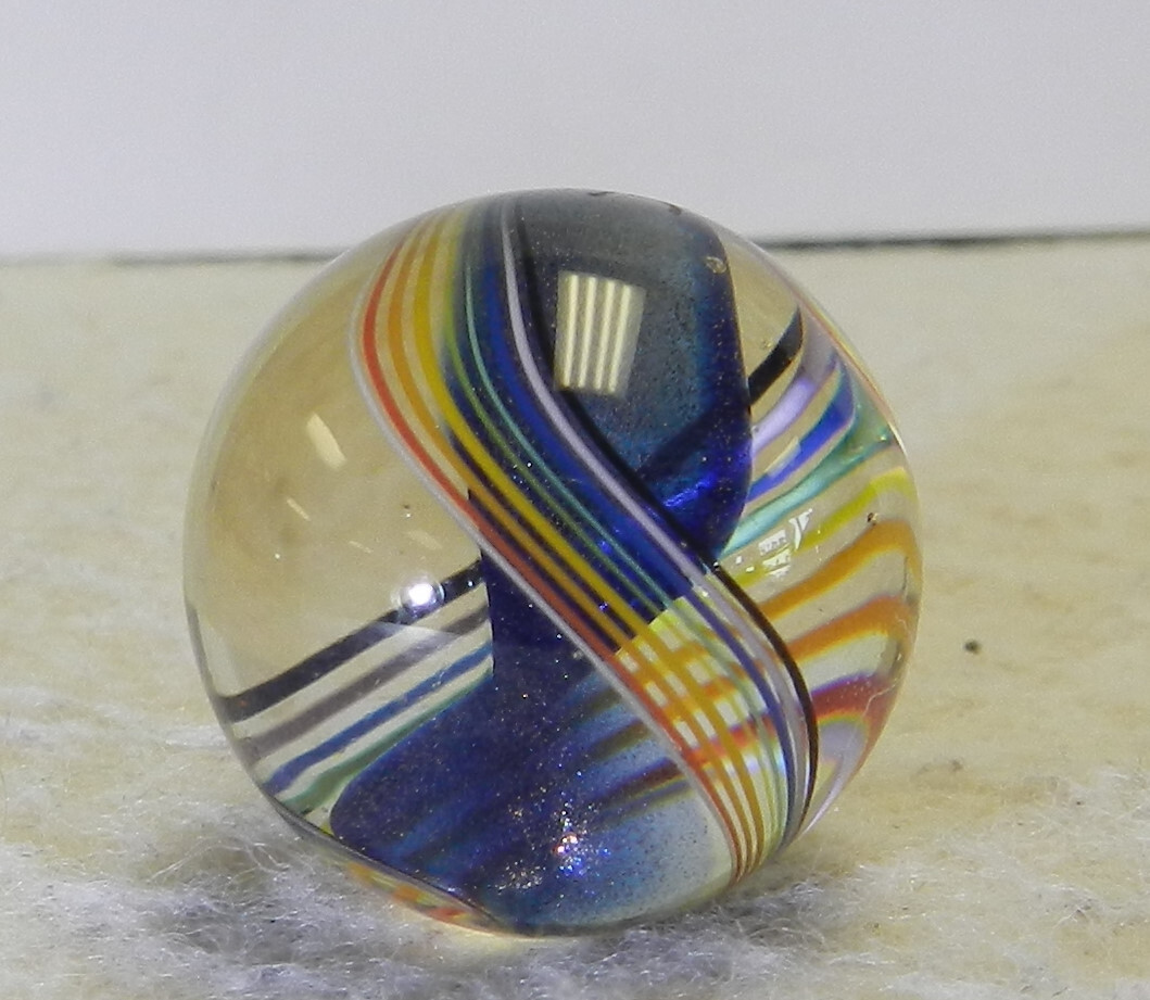#15704m Nice Handmade Contemporary Wald Glass Marble With Lutz .79 In 1994 Mint